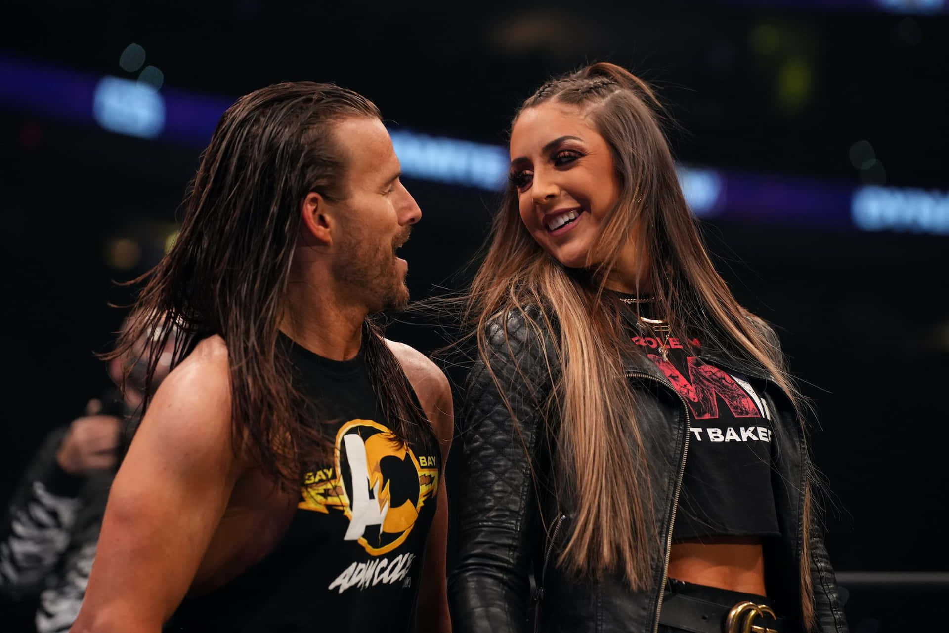 1920x1282 Download Wrestling Personality Adam Cole Posing with Britt Baker Wallpaper