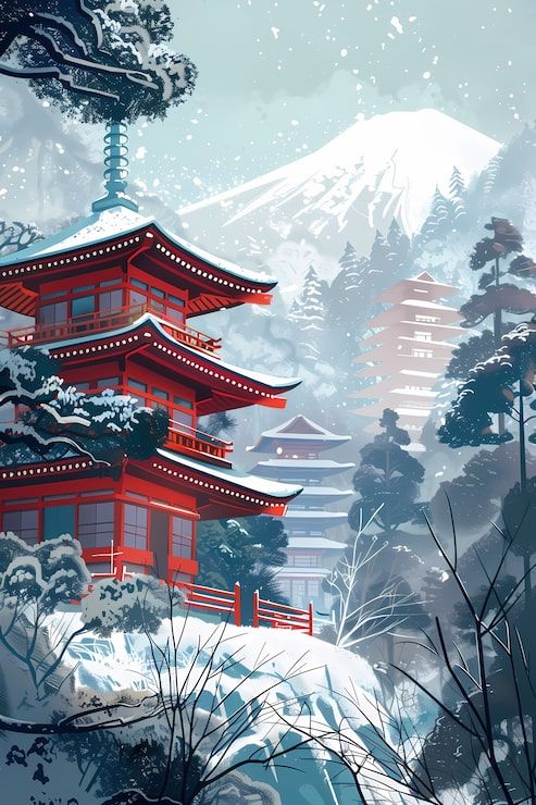 493x740 Japanese winter wallpaper Image