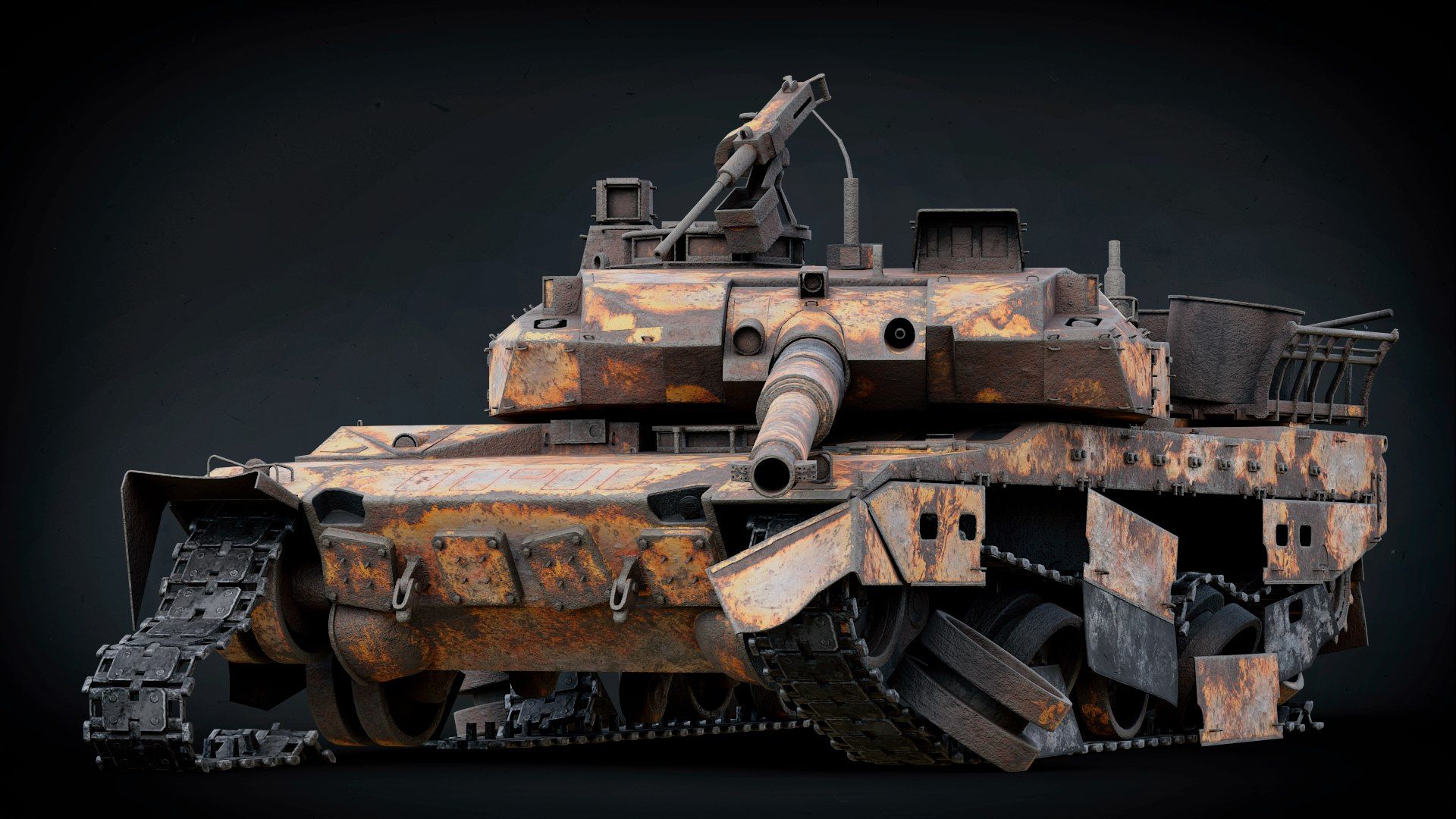 1920x1080 3D Type 10 Destroyed Main Battle Tank