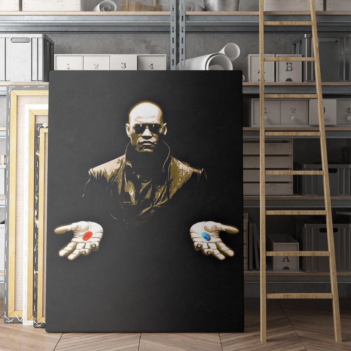 1200x1200 Morpheus The Matrix Red Pill Blue Pill Movies Canvas Wall Art Print
