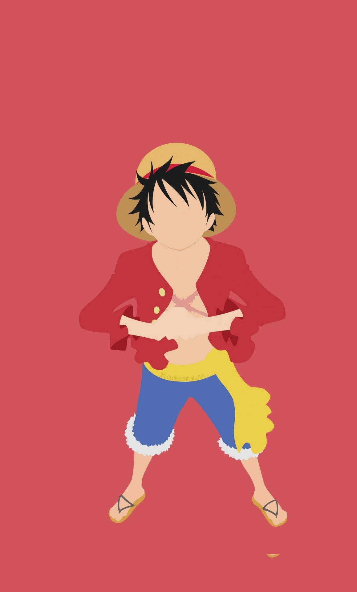 1159x1920 Download One Piece Phone Minimalist Luffy On Red Wallpaper