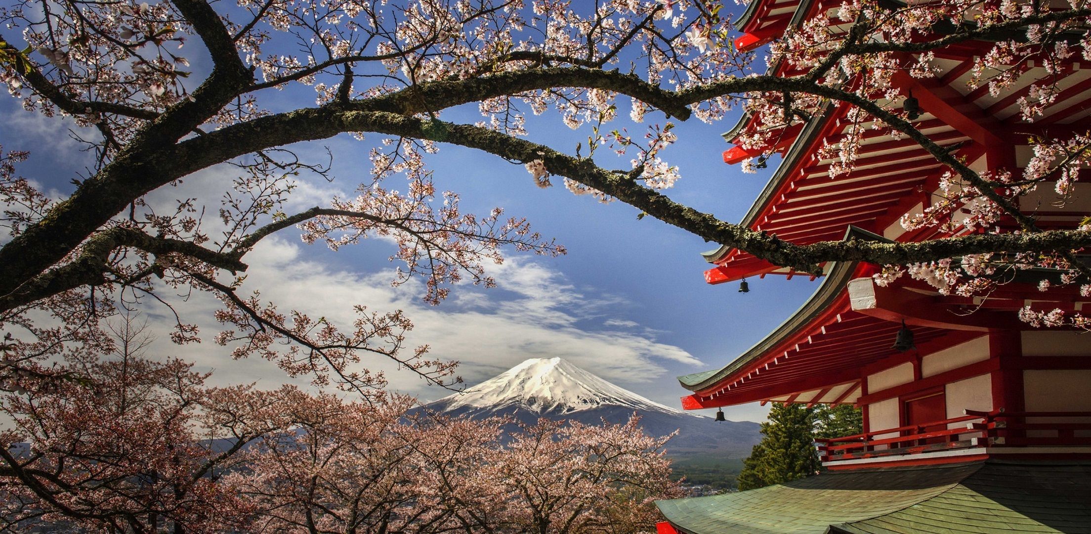 2208x1080 Chureito Pagoda & Mt. Fuji