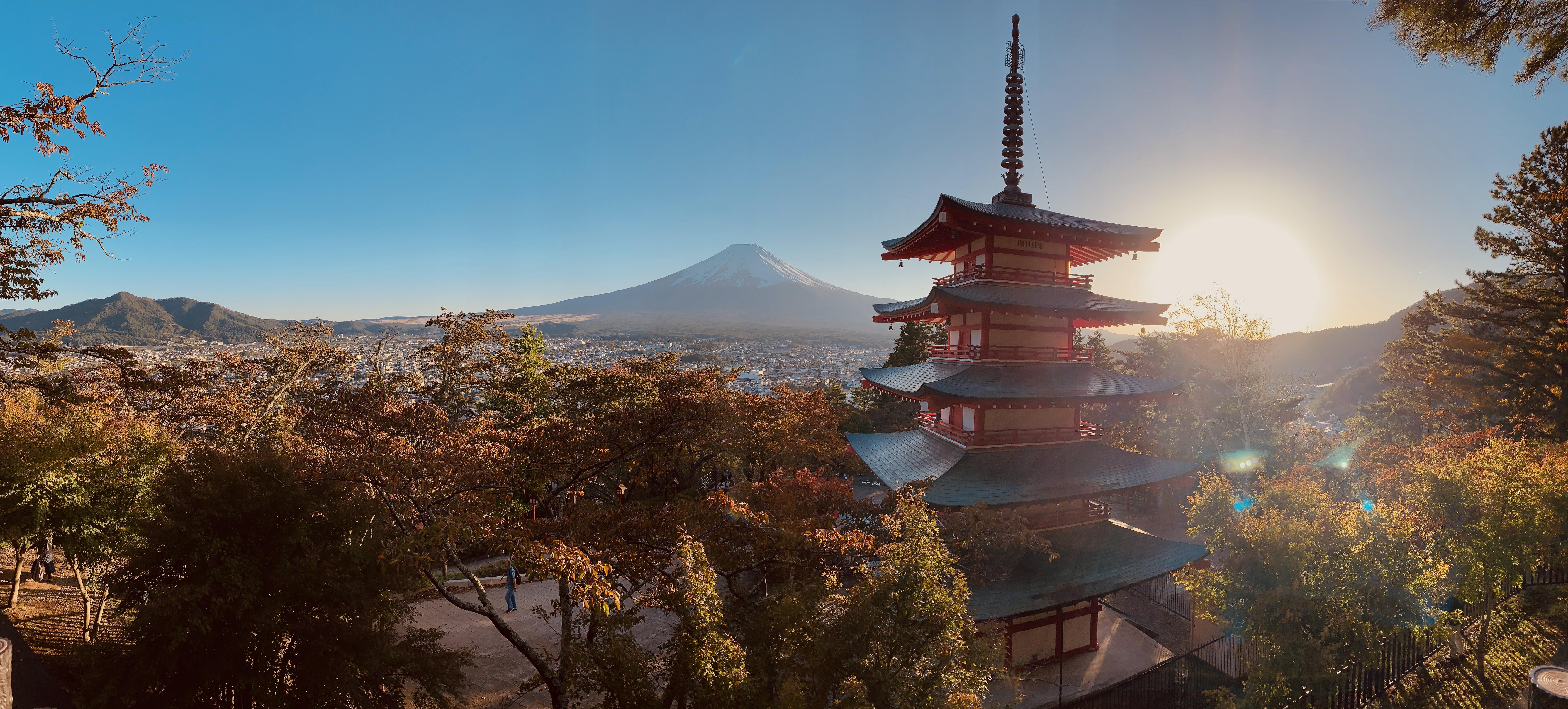8484x3840 Mt. Fuji Sunset at the Chureito Pagoda