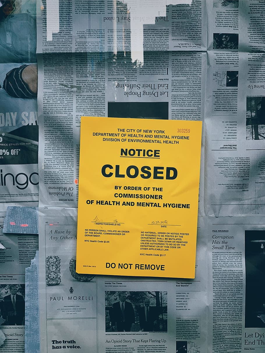 910x1213 HD wallpaper: yellow notice closed signage, window, health