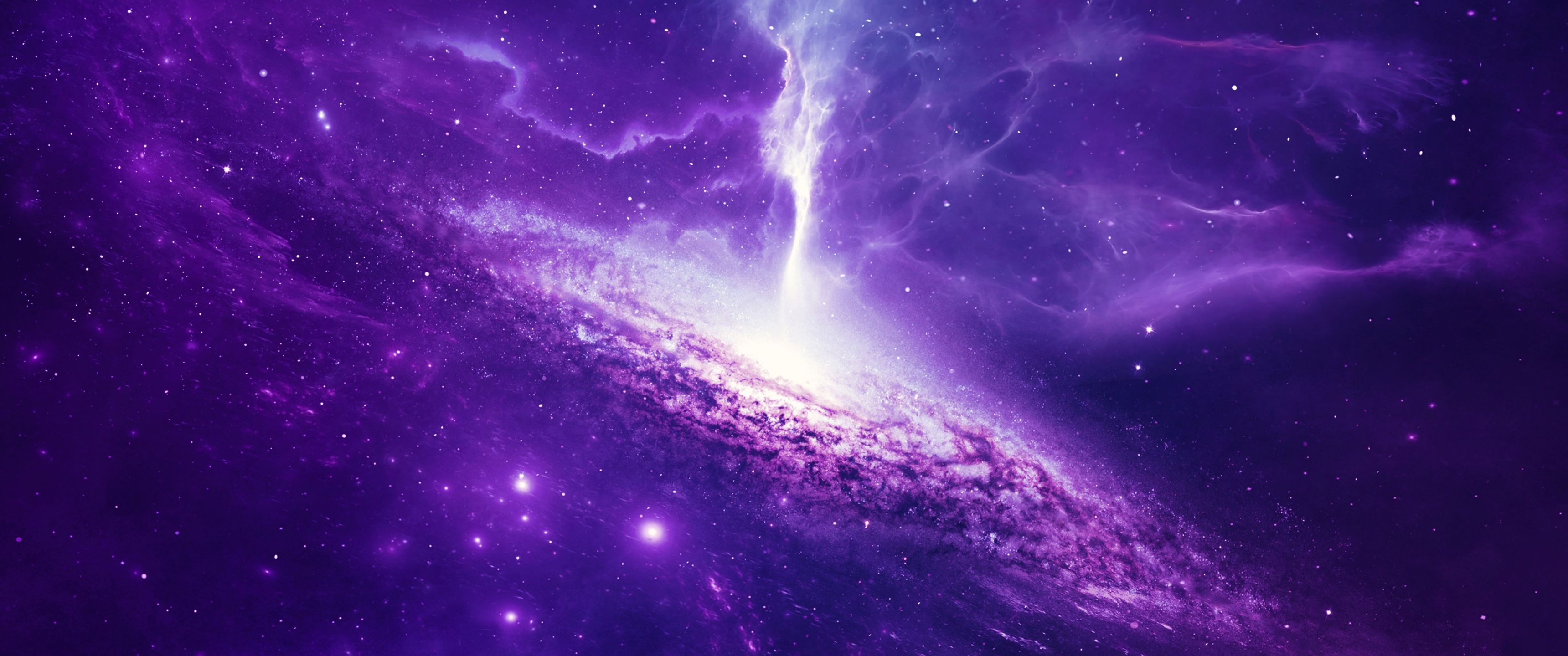 3440x1440 Universe Wallpaper 4K, Spiral, Nebula, Galaxy, Purple
