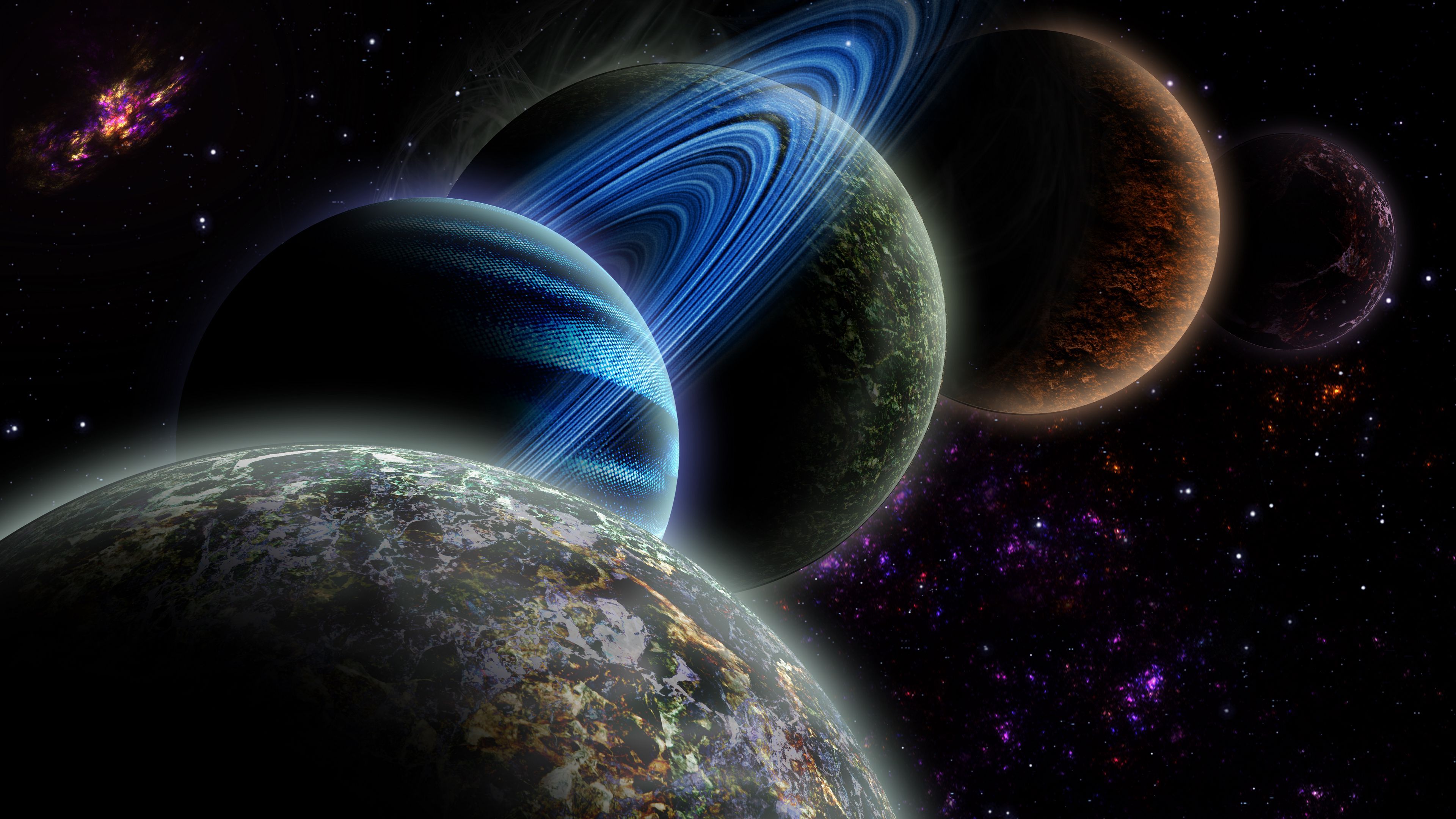 3840x2160 Download wallpaper 3840x2160 planets, galaxy, stars, space, universe 4k uhd 16:9 HD background