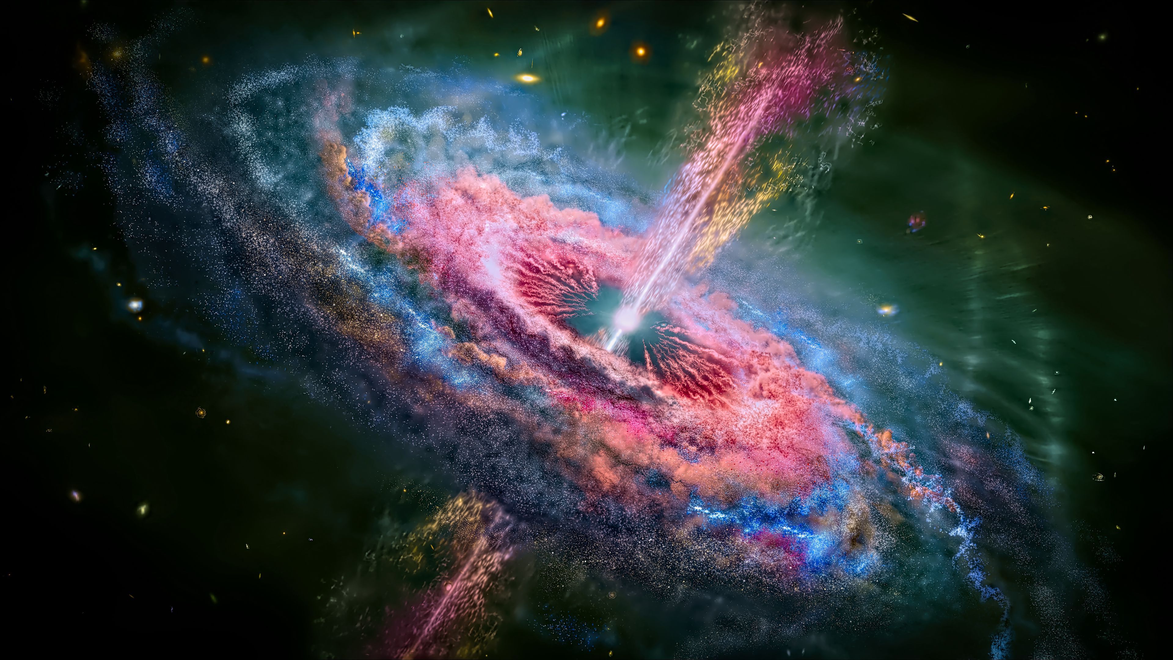 3840x2160 galactic colorful nuclei galaxy space glow wallpaper background 4K HD space Wallpaper