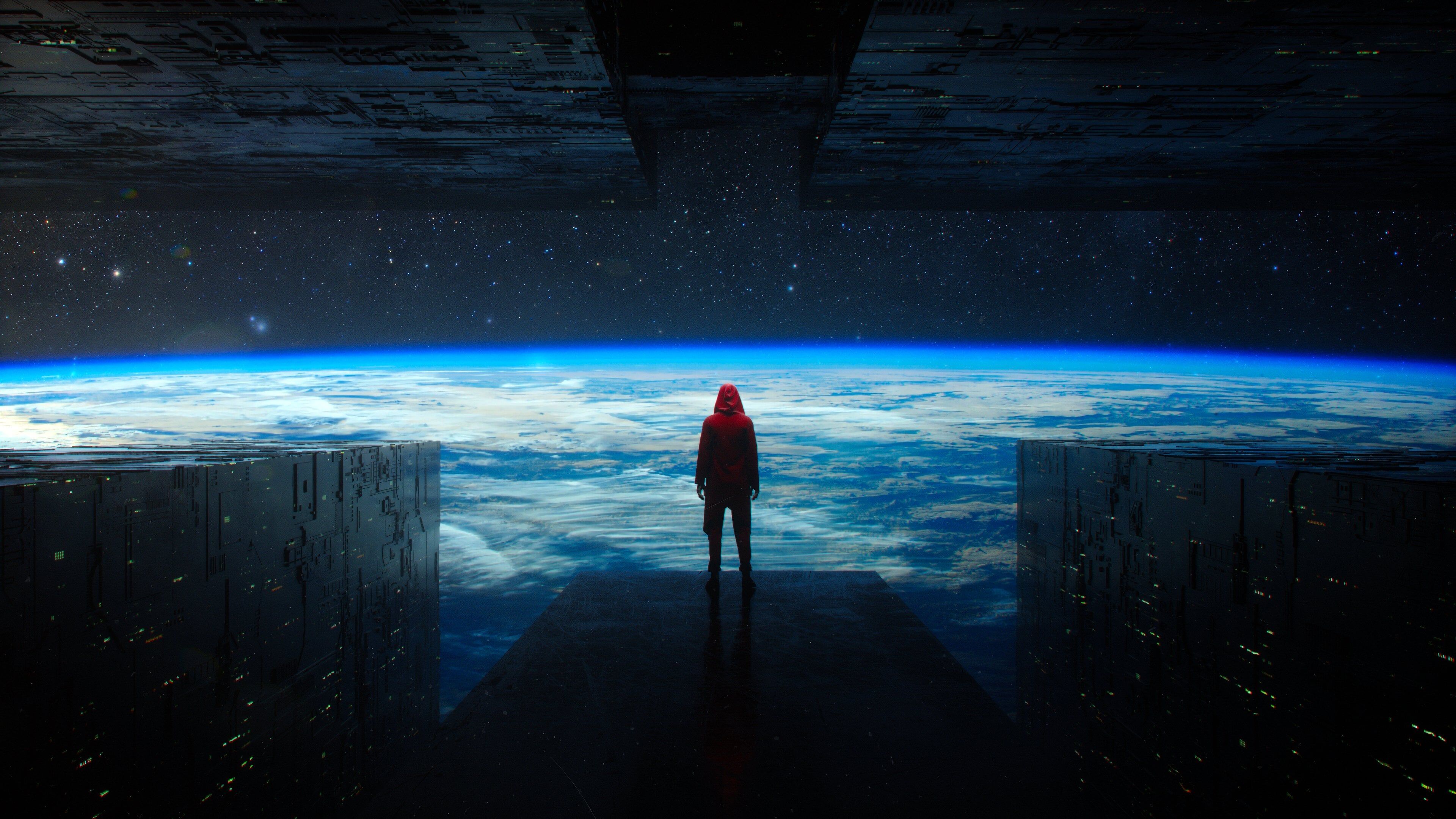 3840x2160 Man In The Sci Fi Universe Wallpaper 4K For Desktop
