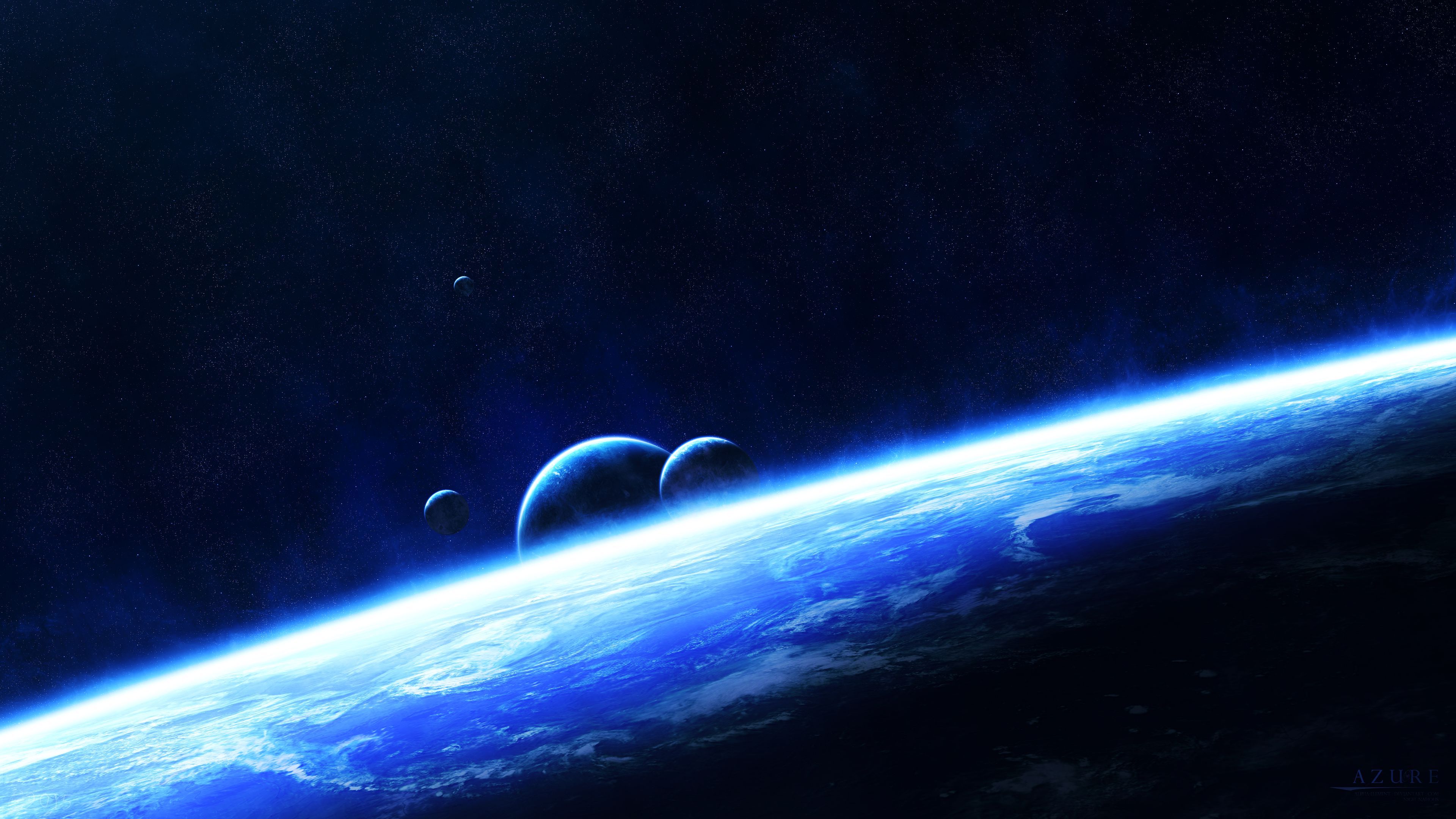 3840x2160 Download wallpaper 3840x2160 planets, space, glow, universe 4k uhd 16:9 HD background
