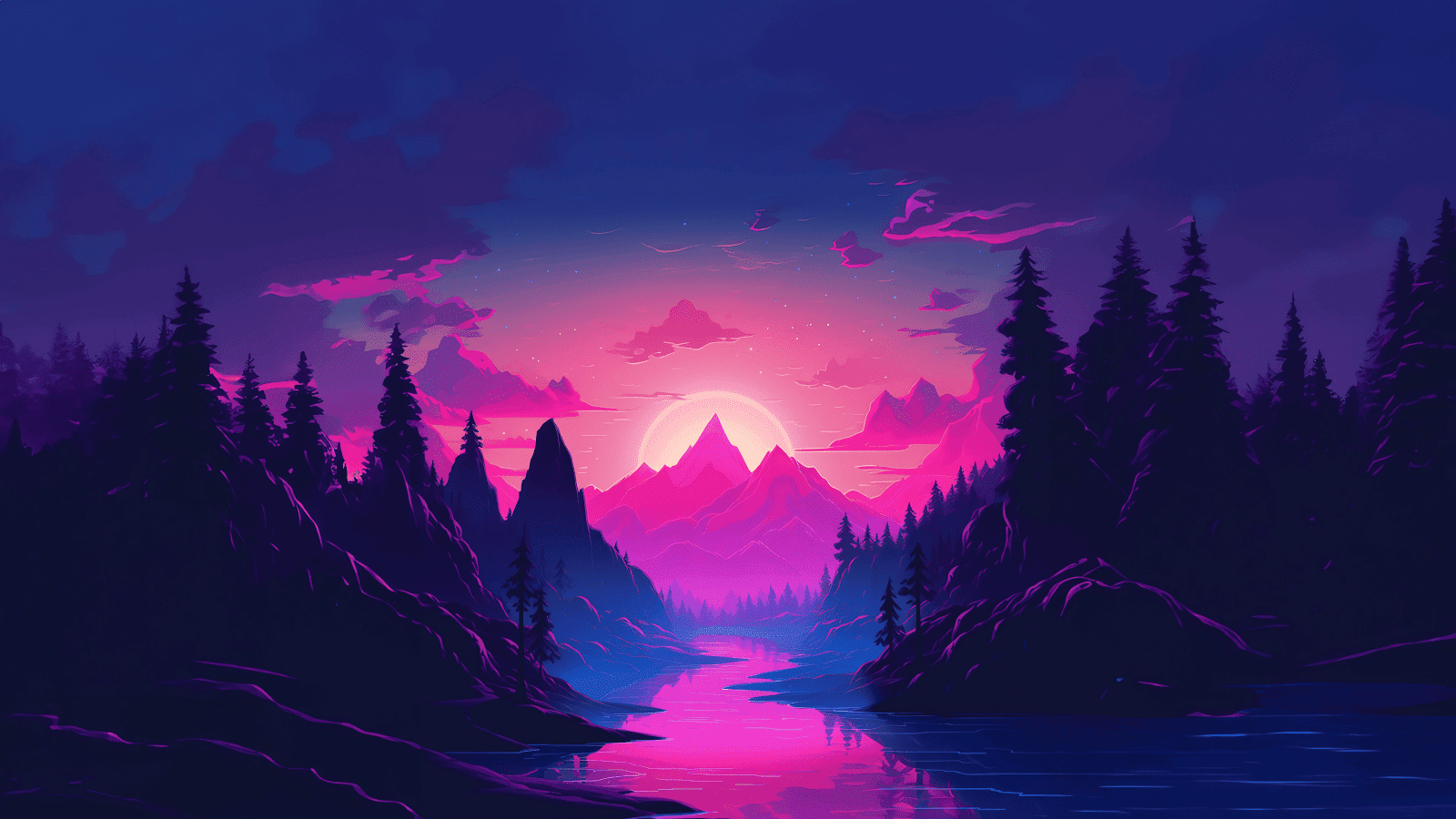 1600x900 PC Wallpaper 4K Purple Sunset