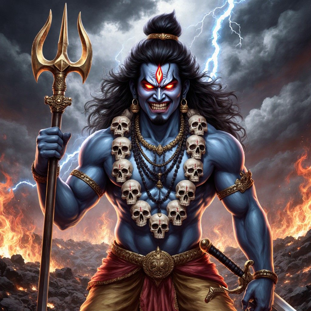 1024x1024 Kal Bhairav Digital Painting. Stable Diffusion Online