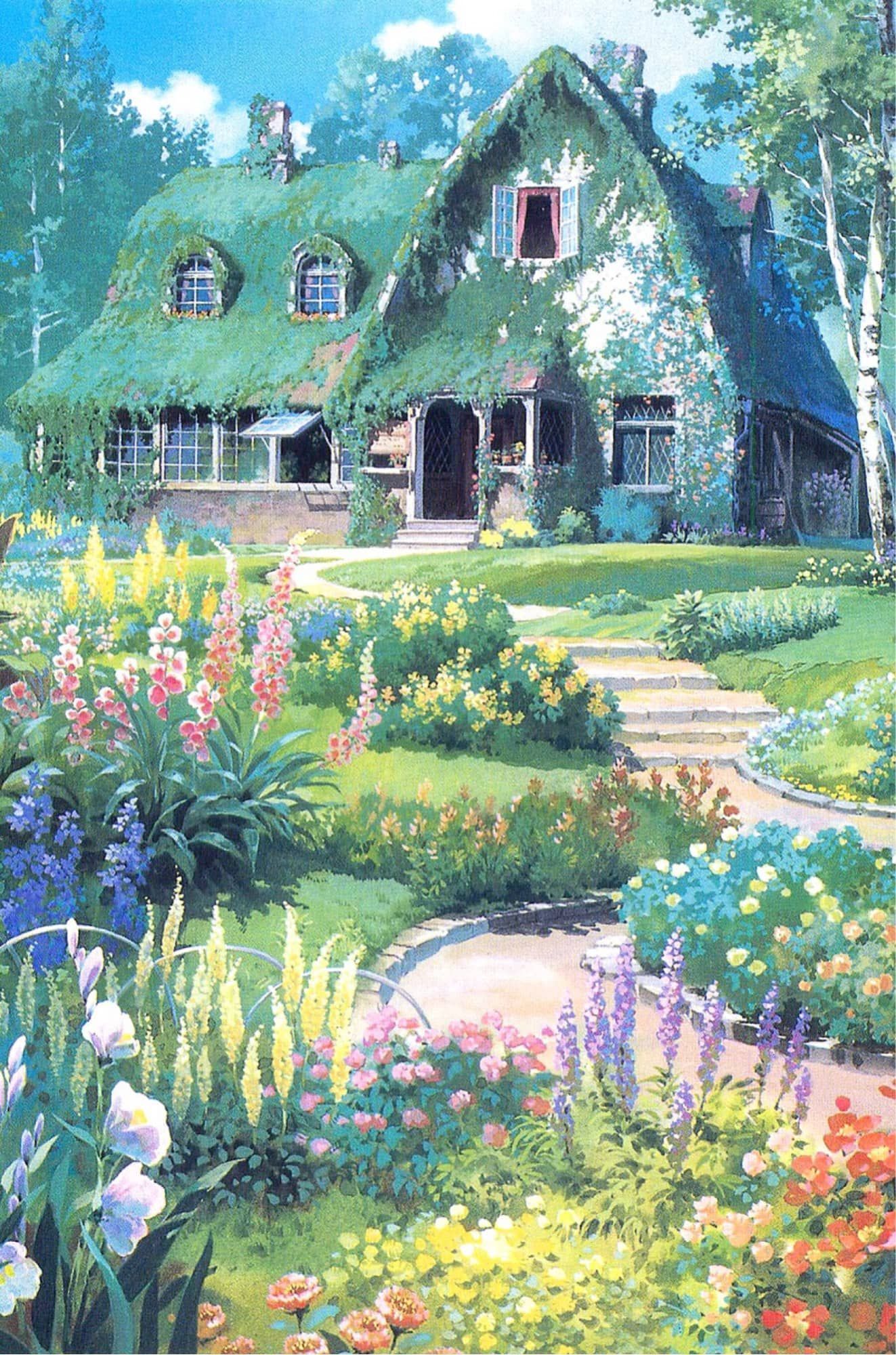 1323x2000 Anime Cottage Wallpaper