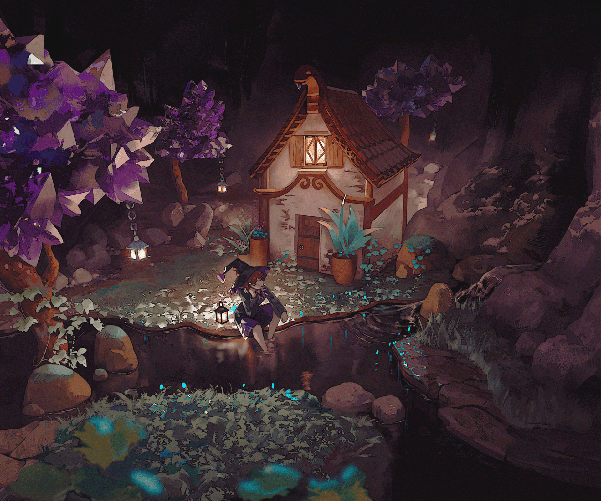 1920x1600 Moonlit Witch's Cottage