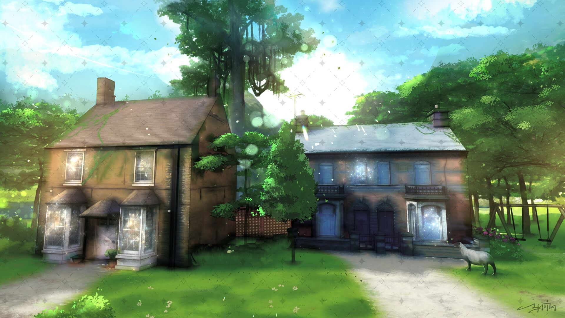 1920x1080 Medieval Villager House Anime Background