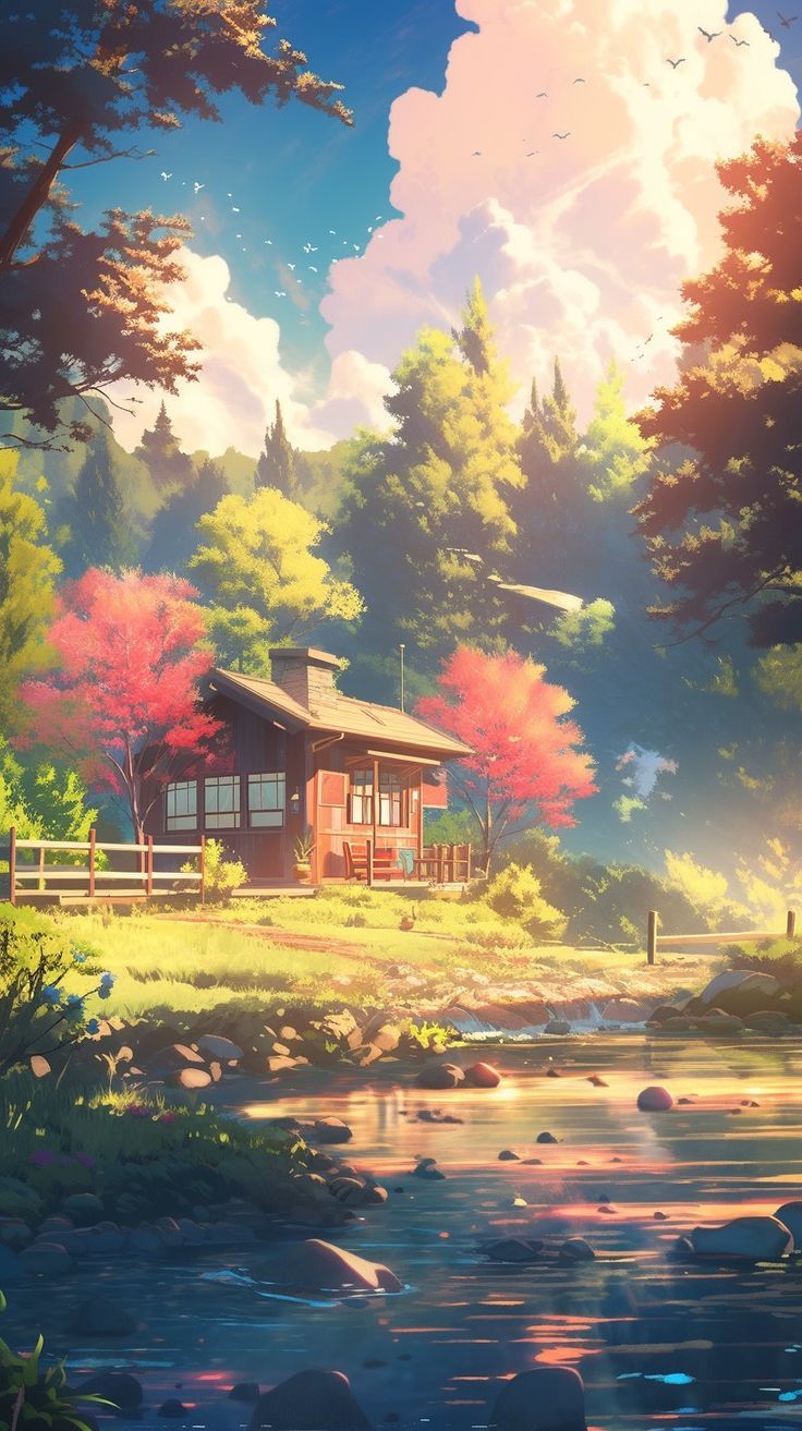 736x1313 Anime cottagecore wallpaper