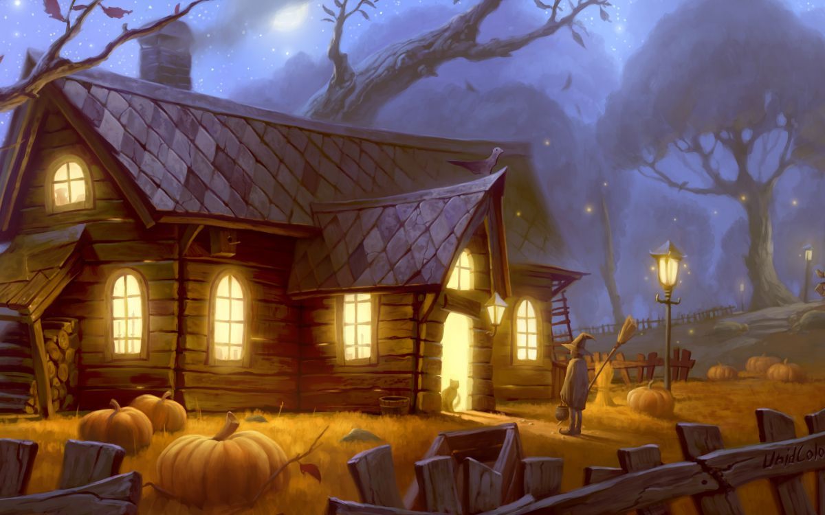 1200x750 Wallpaper Art, Home, Tree, House, Log Cabin, Background Free Image