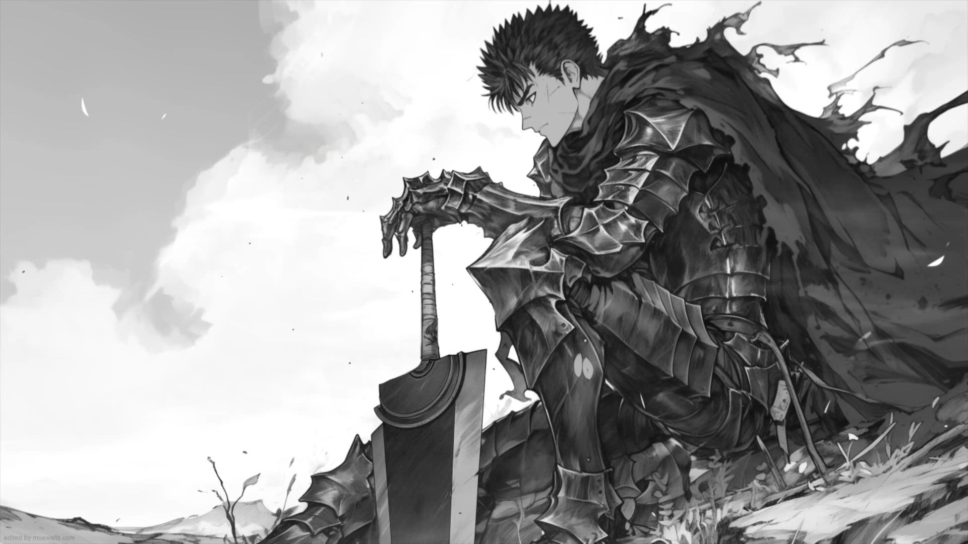 1920x1080 Guts Lone Warrior Berserk Monochrome Live Wallpaper