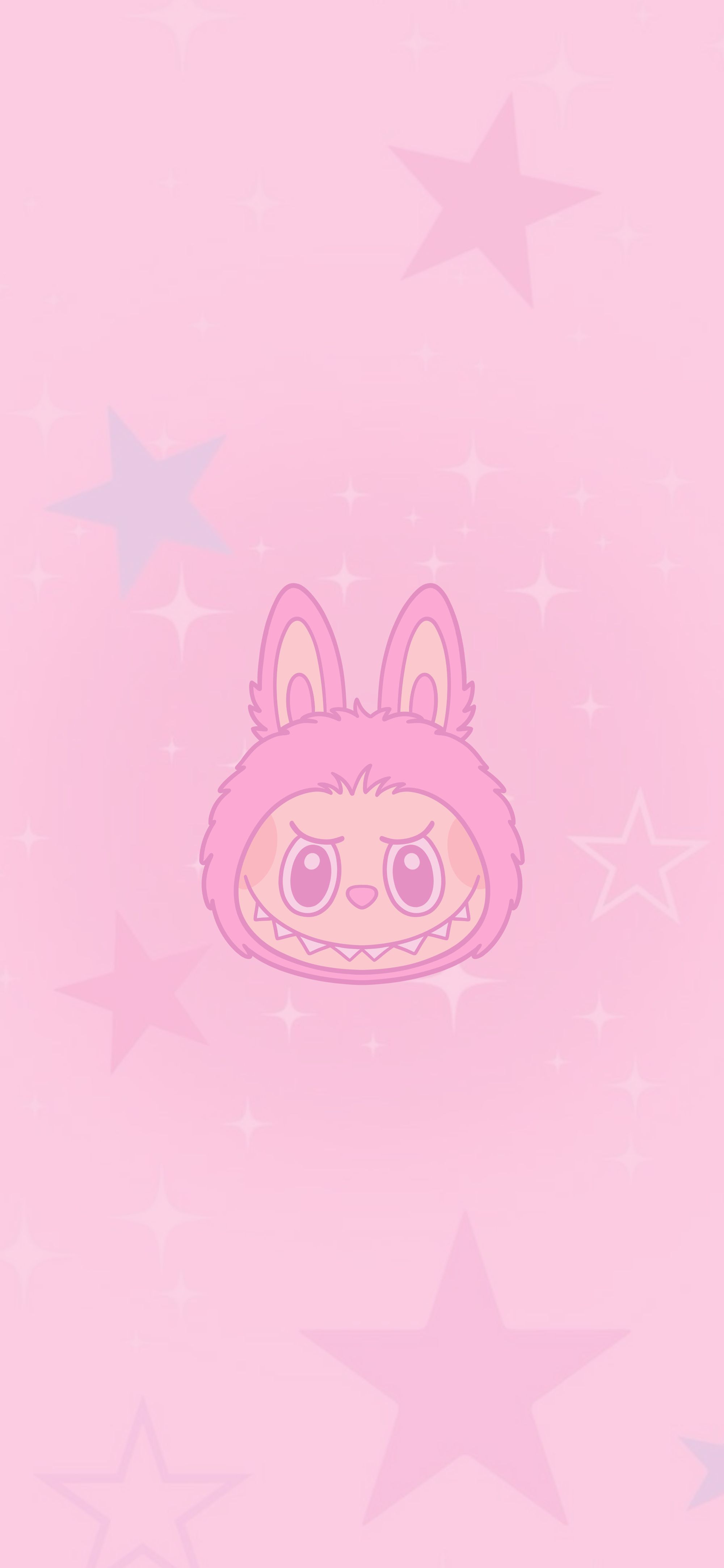 2000x4329 Pink Labubu Star Pattern Cute Wallpaper Doll Wallpaper