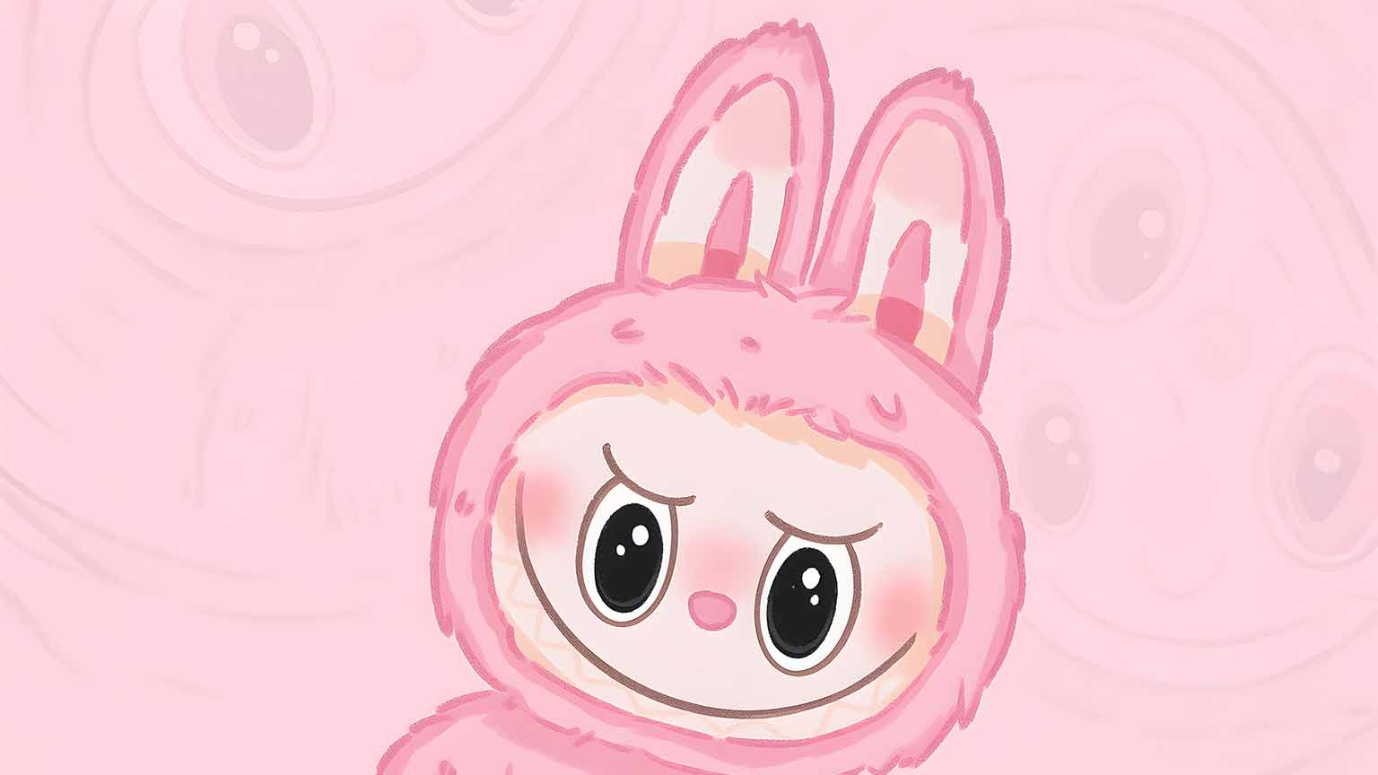 1536x864 Labubu Mokoko Cute Grin Desktop Wallpaper
