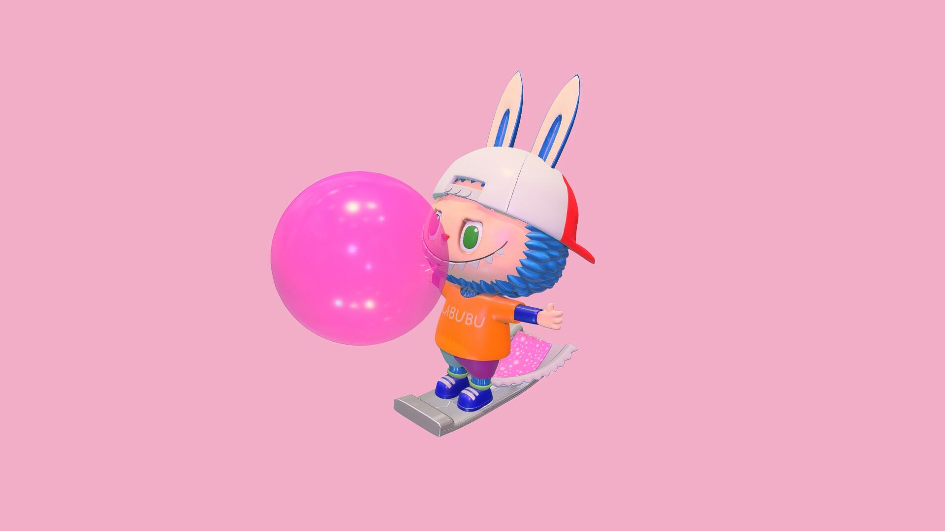 1920x1080 Labubu HD Wallpaper: Playful Bunny with Pink Balloonx1440