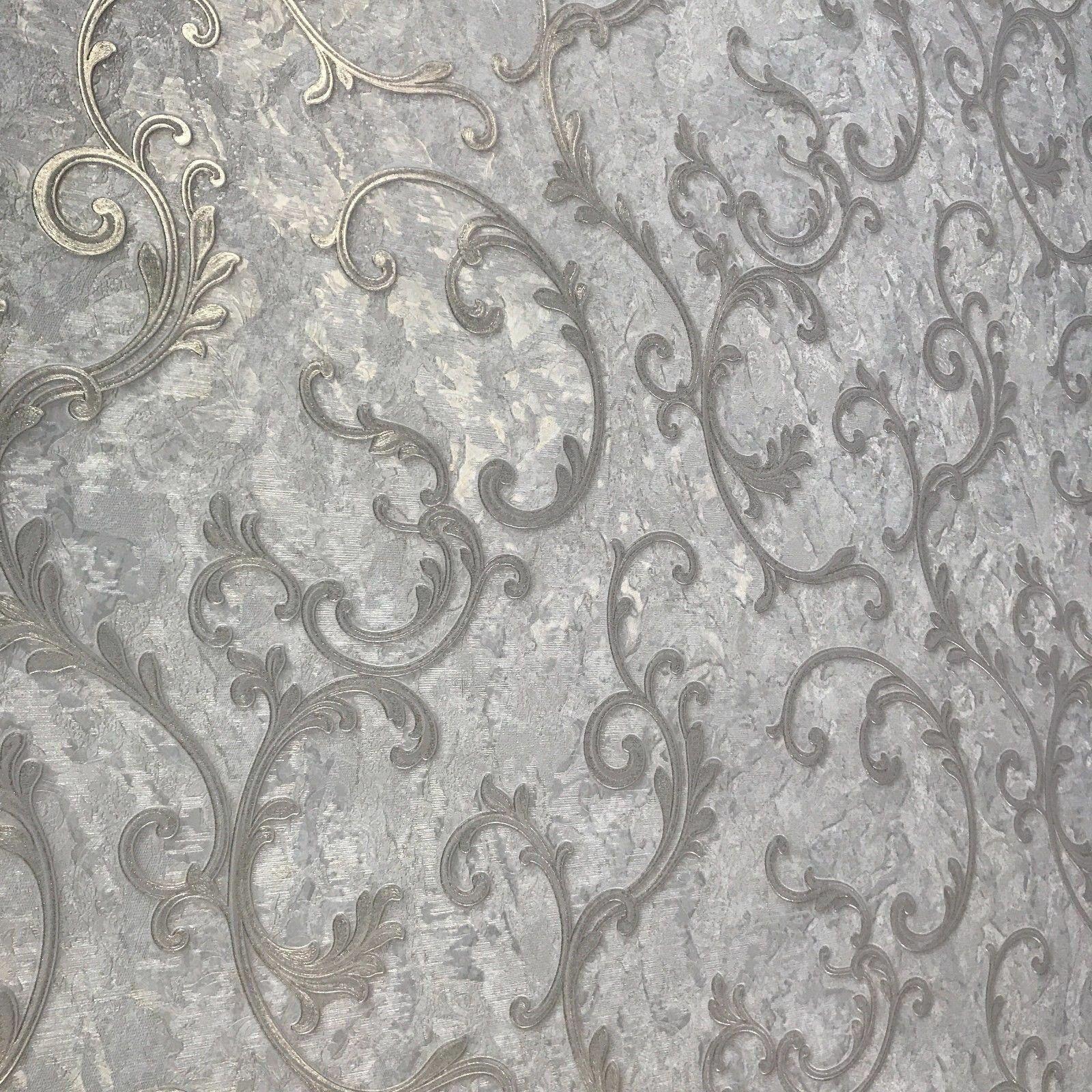 1600x1600 Astoria Grand Modern Wallcovering Victorian Plaster Effect Vintage Style Damask Pattern Vinyl Non Woven Wallpaper Grey Silver Metallic Brown Bronze Textured Coverings 3D Paste The Wall Only & Reviews