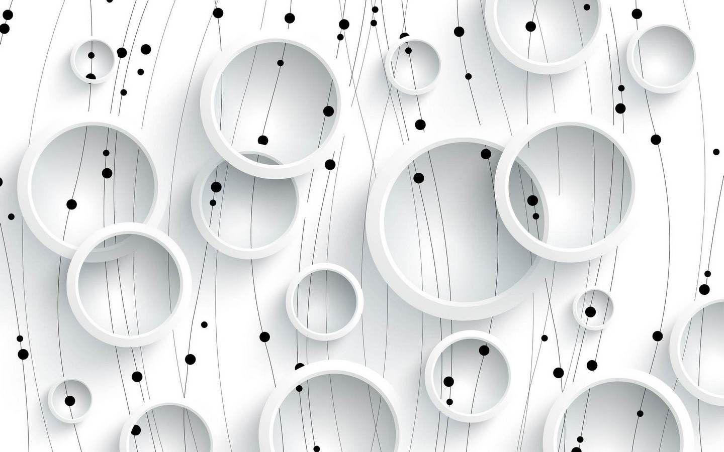 1440x900 Photo wallpaper, 3D white circles on an abel background