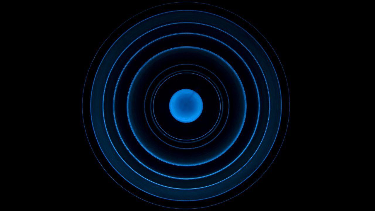 1280x720 Wallpaper Circles, Blue, Dark background, Minimal, 4K, Abstract