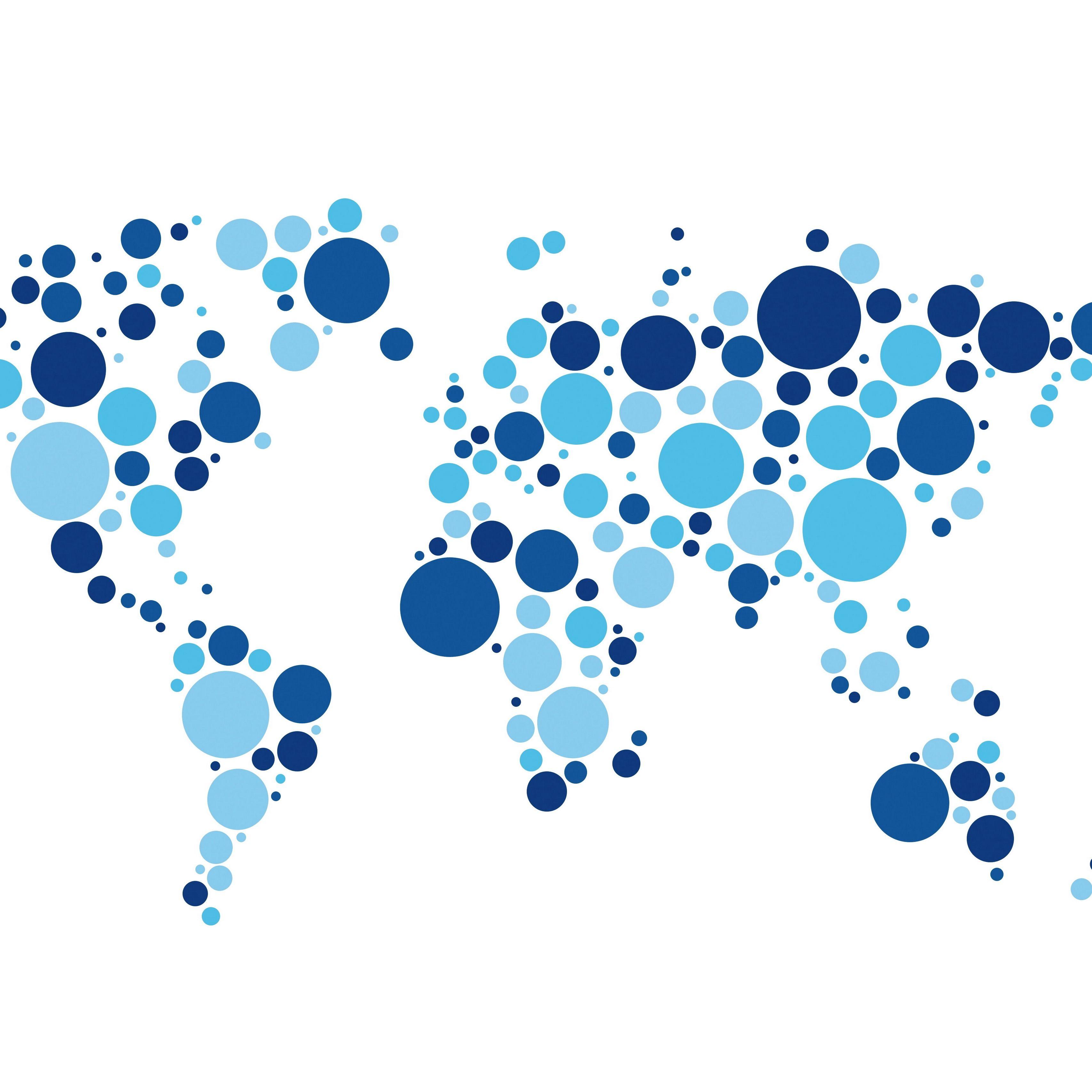 3415x3415 Download wallpaper 3415x3415 world, map, circles, white background
