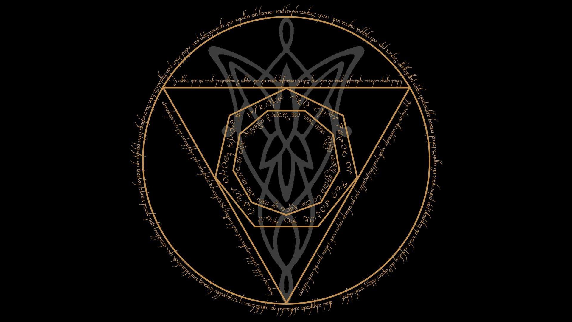 1920x1080 Round black and yellow with triangle inside logo, magic circle