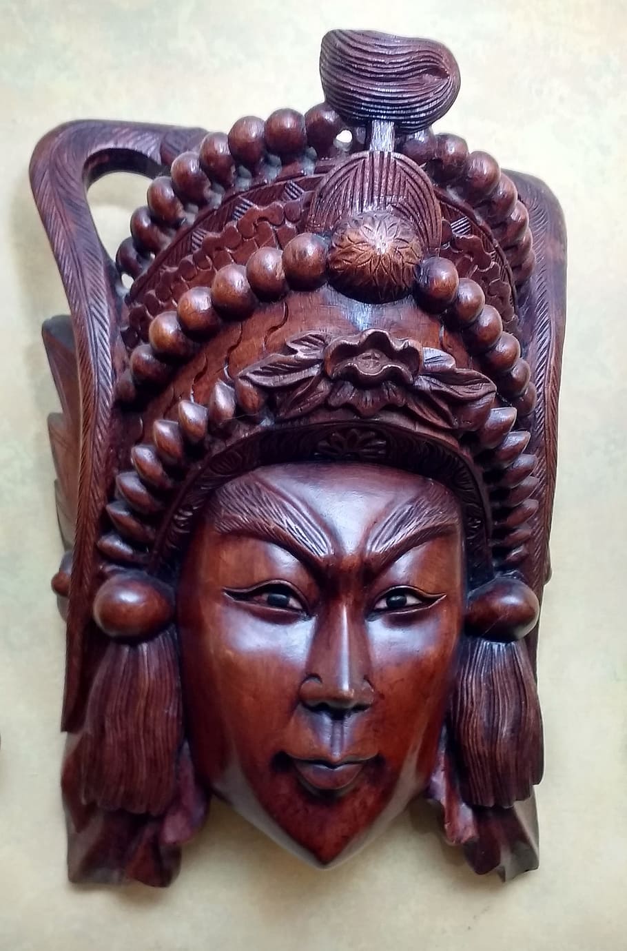 910x1380 HD wallpaper: wooden asian mask, chinese mask, wood carving, man, tribal