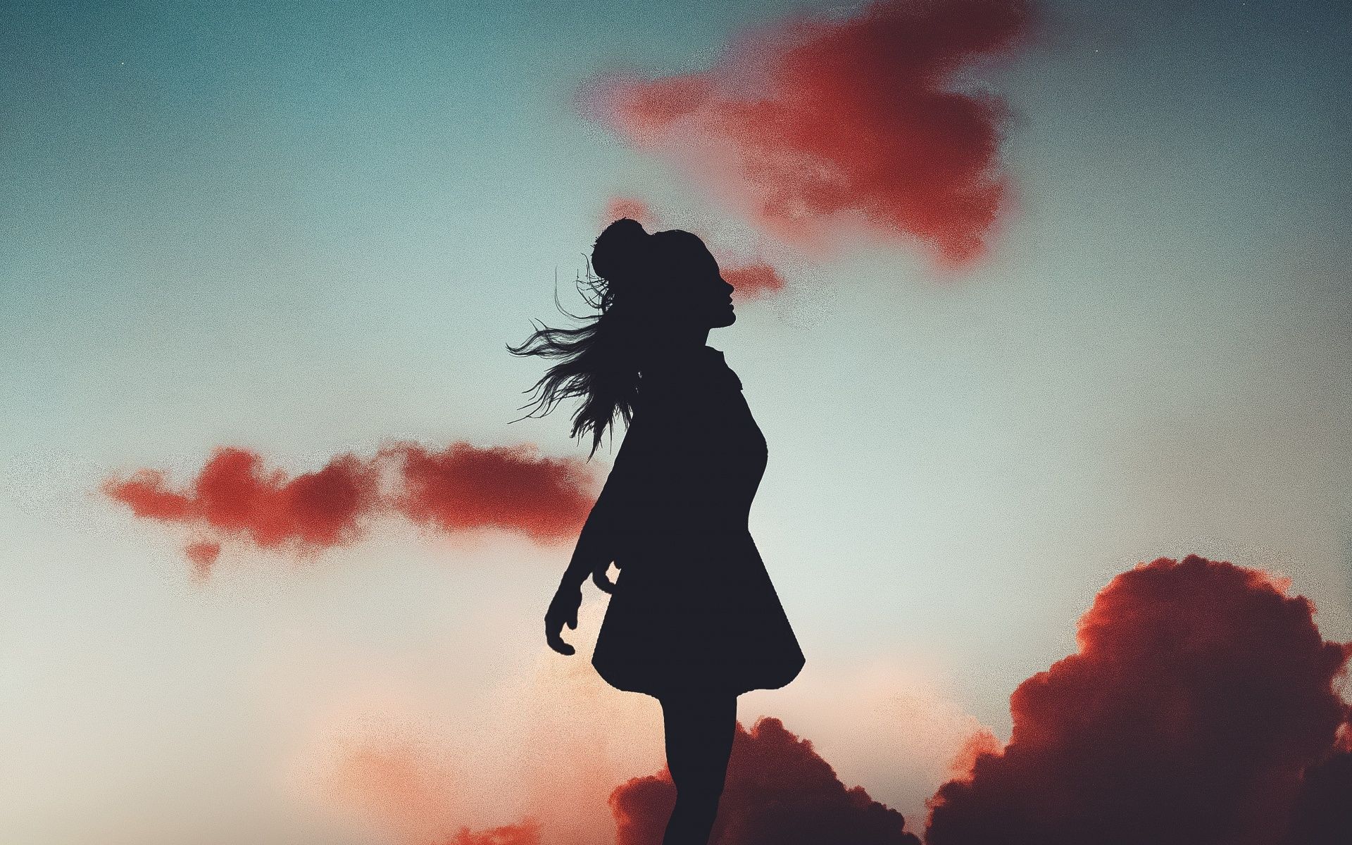 1920x1200 Girl Wallpaper 4K, Mood, Silhouette, Evening sky