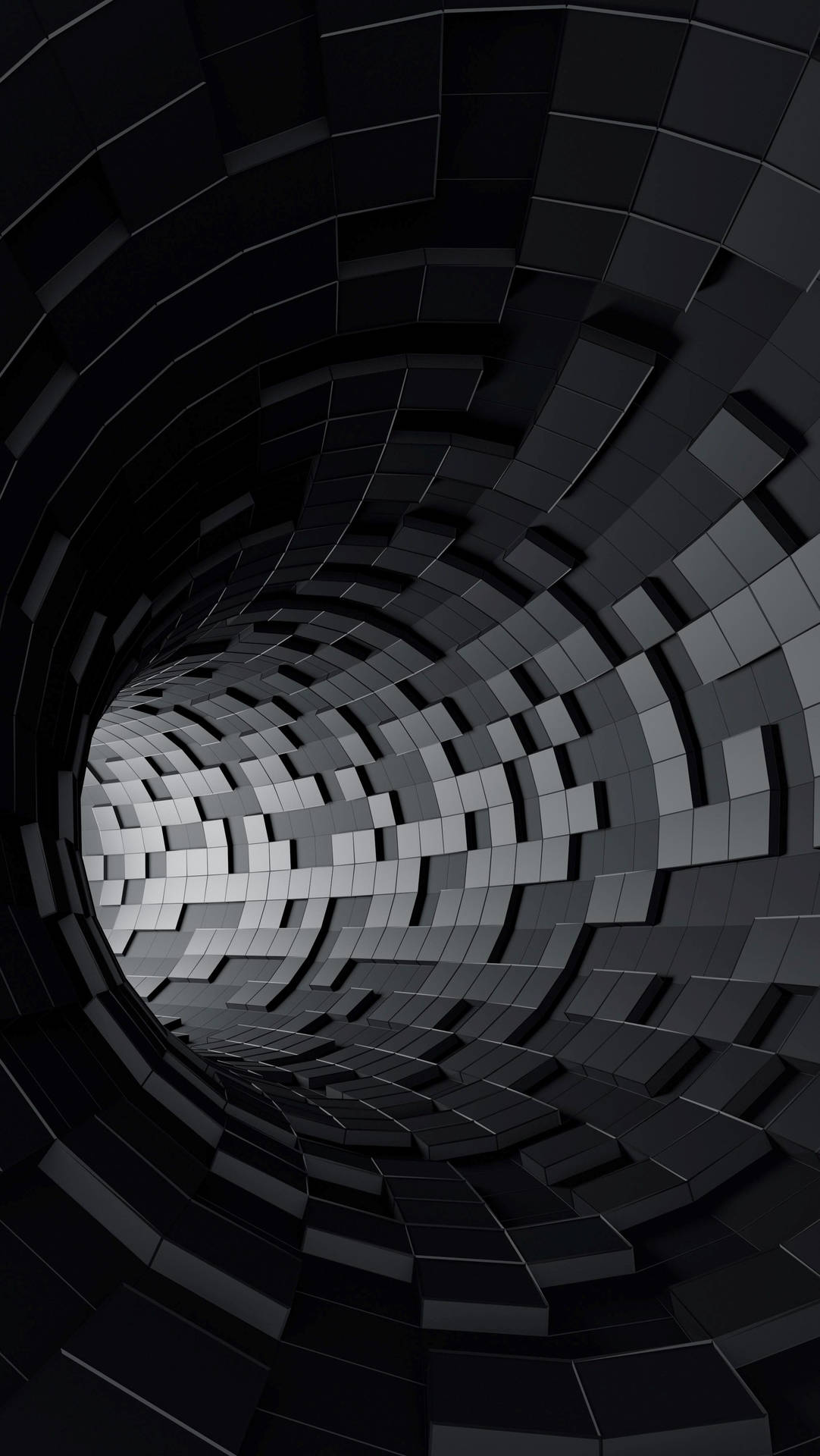 1082x1920 Download 3D Phone Monochrome Tiled Tunnel Wallpaper