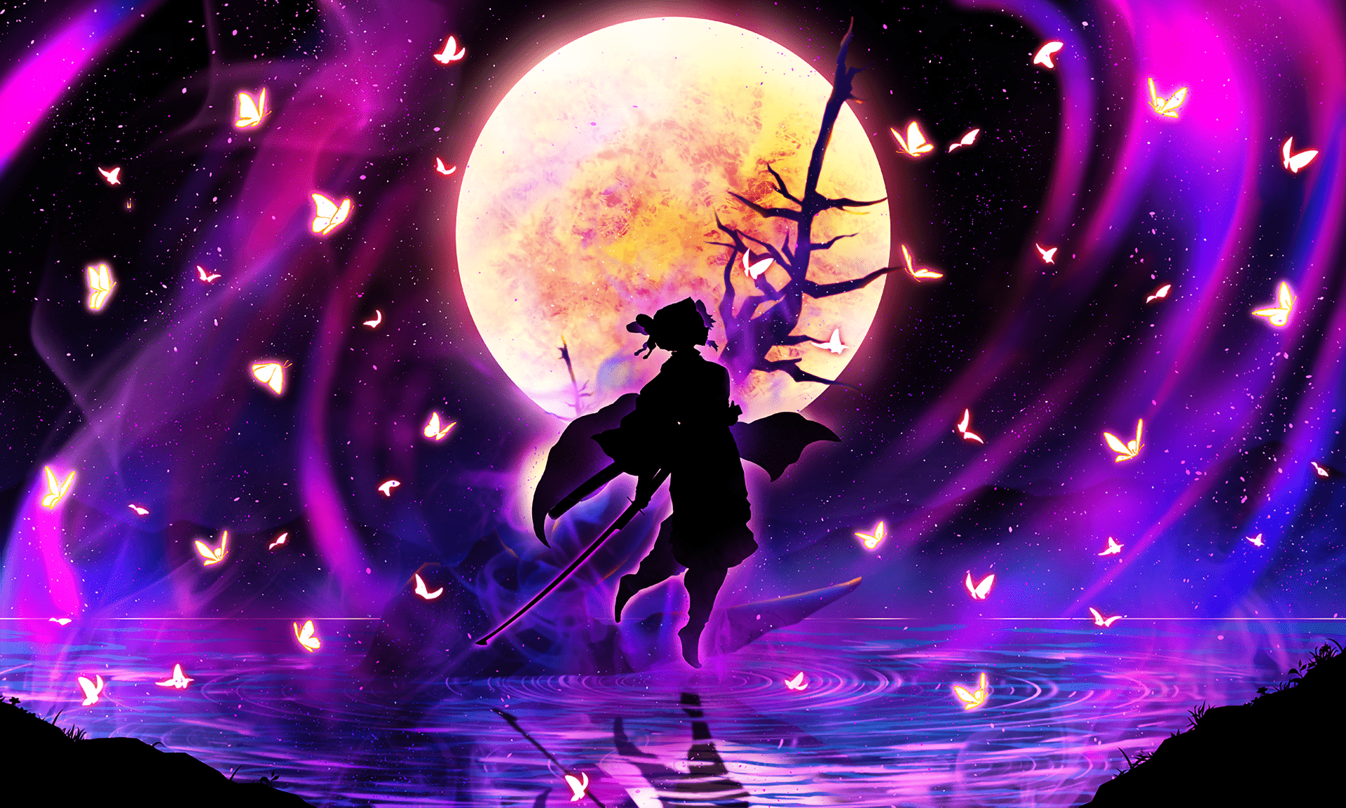 1920x1152 Demon Slayer Purple Wallpaper