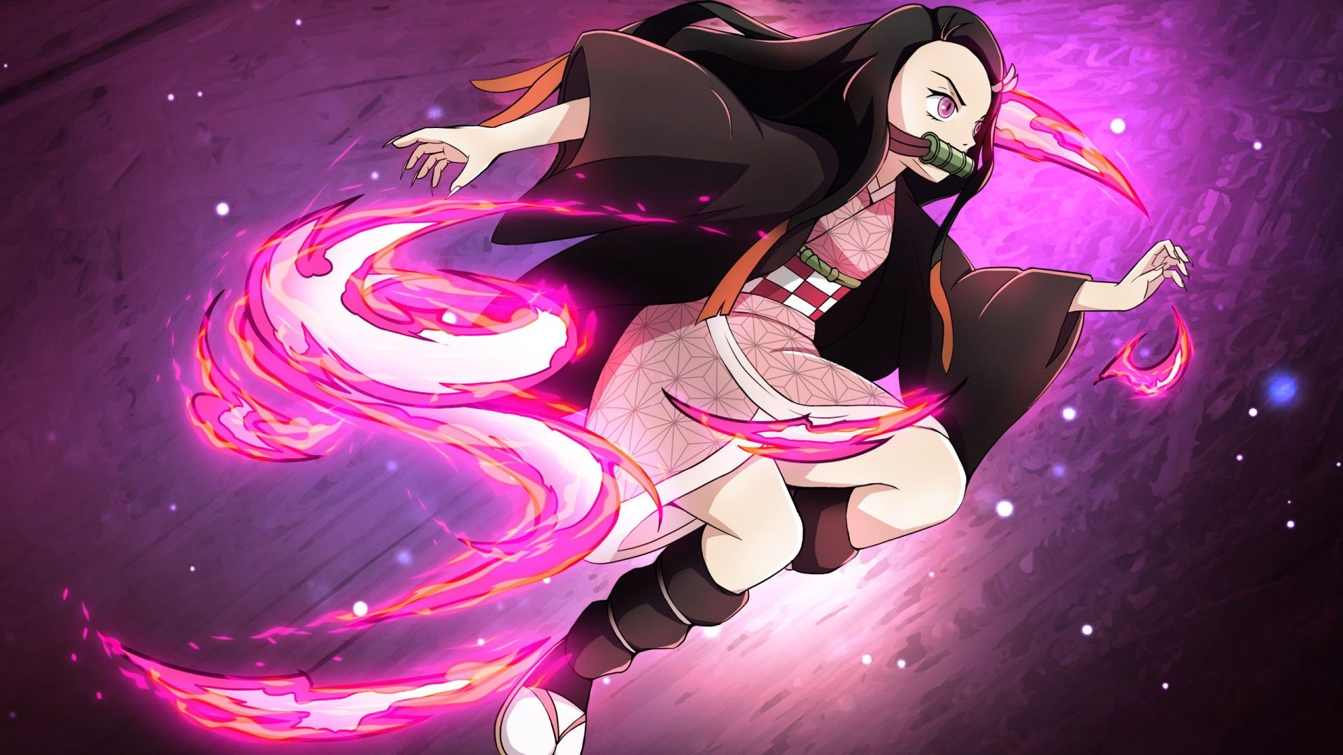 1920x1080 Nezuko Kamado Purple Background HD Demon Slayer Kimetsu no Yaiba Wallpaper