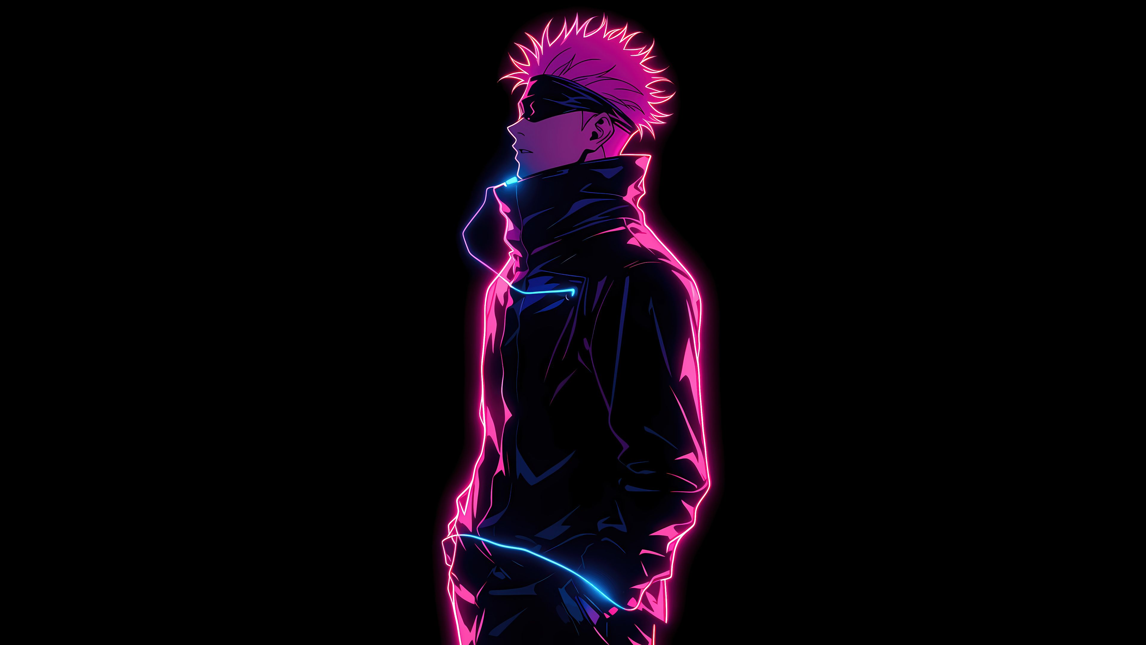3840x2160 Satoru Gojo Neon JJK Wallpaper 4K HD PC i
