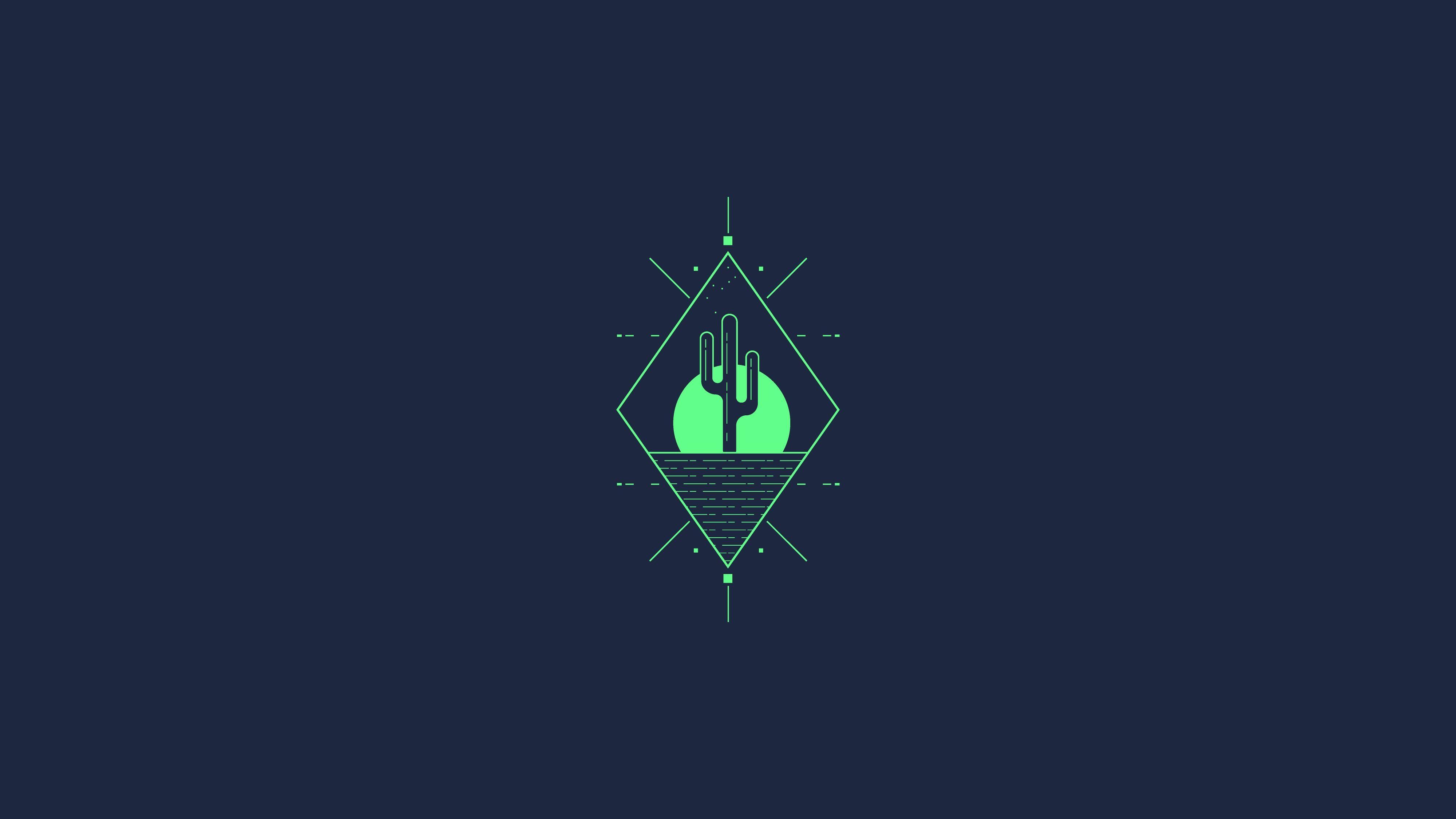 4000x2250 Saguaro Geometric Line Art Wallpaper, HD Minimalist 4K Wallpaper