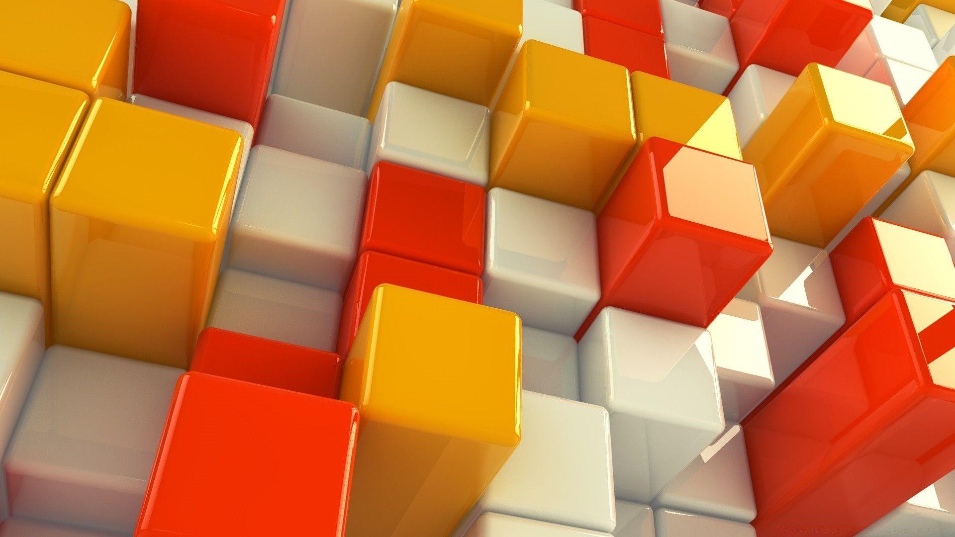 1920x1080 3D Graphics Cube Geometric Square Business Motley Shape