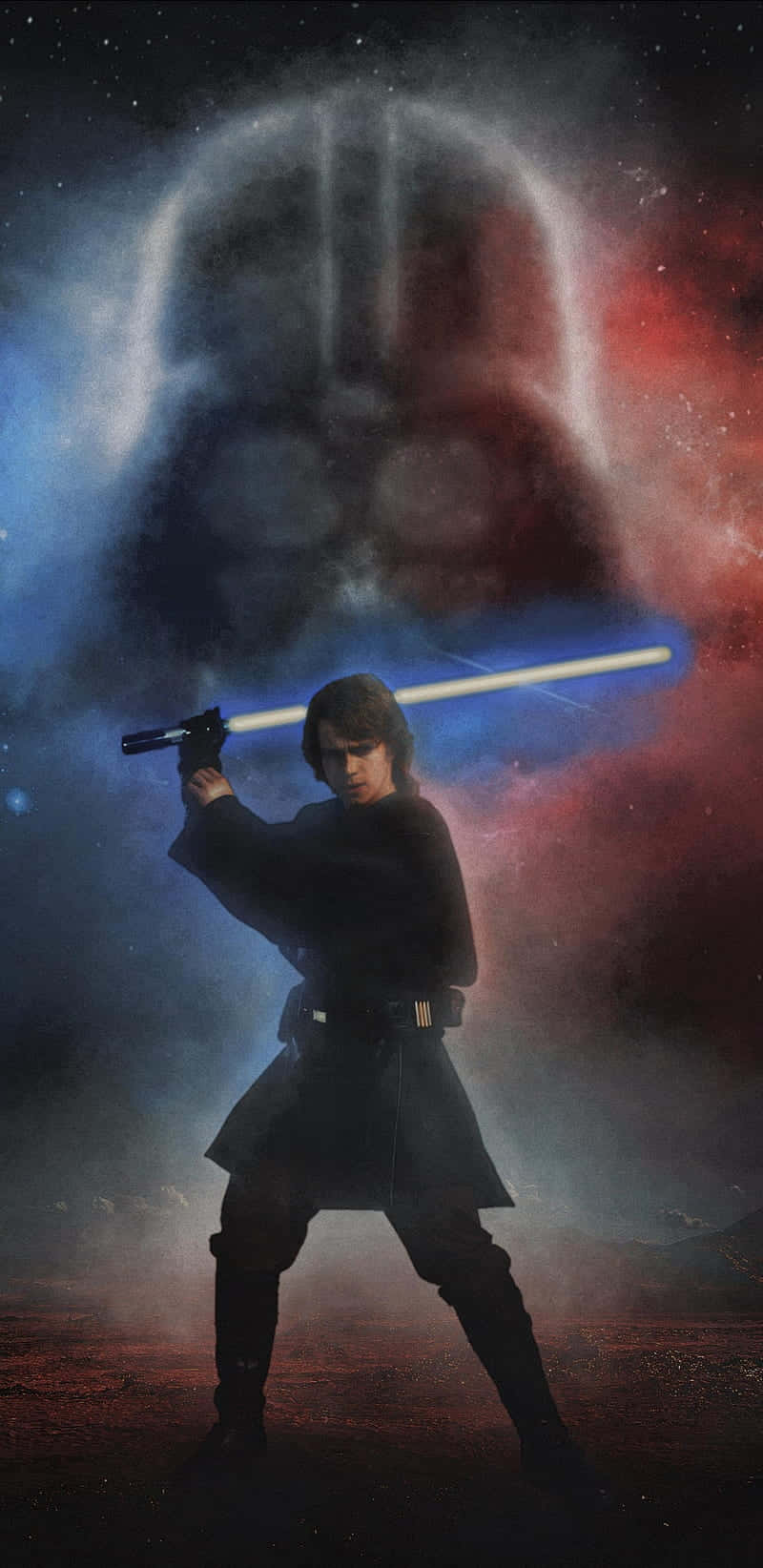 800x1644 Download Anakin Skywalker Darth Vader Shadow Wallpaper