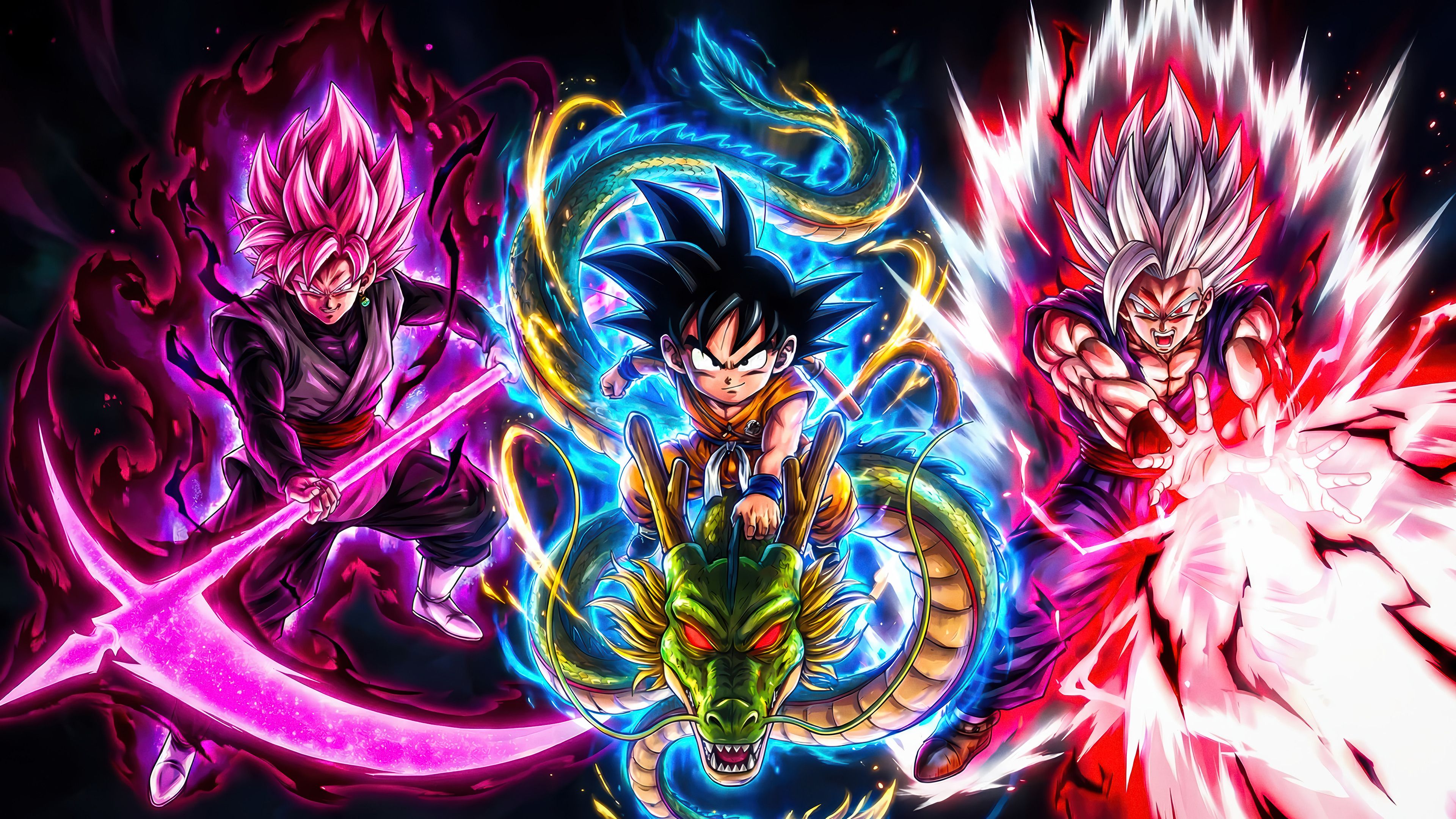 3840x2160 Goku Shenron Goku Black Gohan Beast Wallpaper 4K HD PC