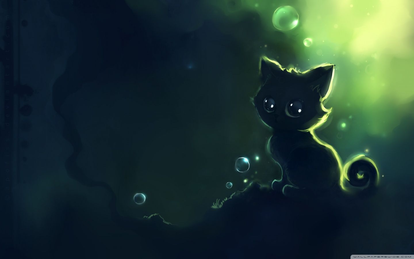 1440x900 Lonely Black Kitty Painting 4K UHD Wallpaper for UltraHD Desktop and TV : Widescreen and UltraWide Display : Smartphone and Tablet Devices