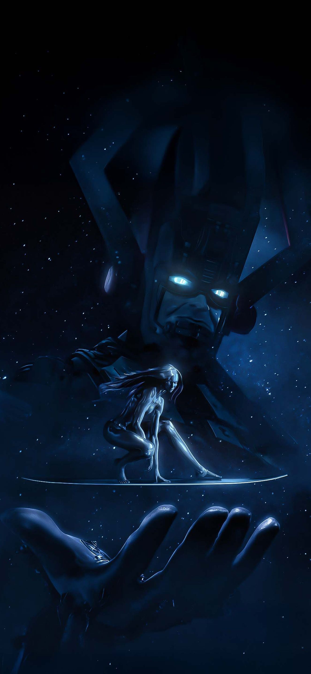 1326x2868 Silver Surfer & Galactus Cosmic Marvel Wallpaper