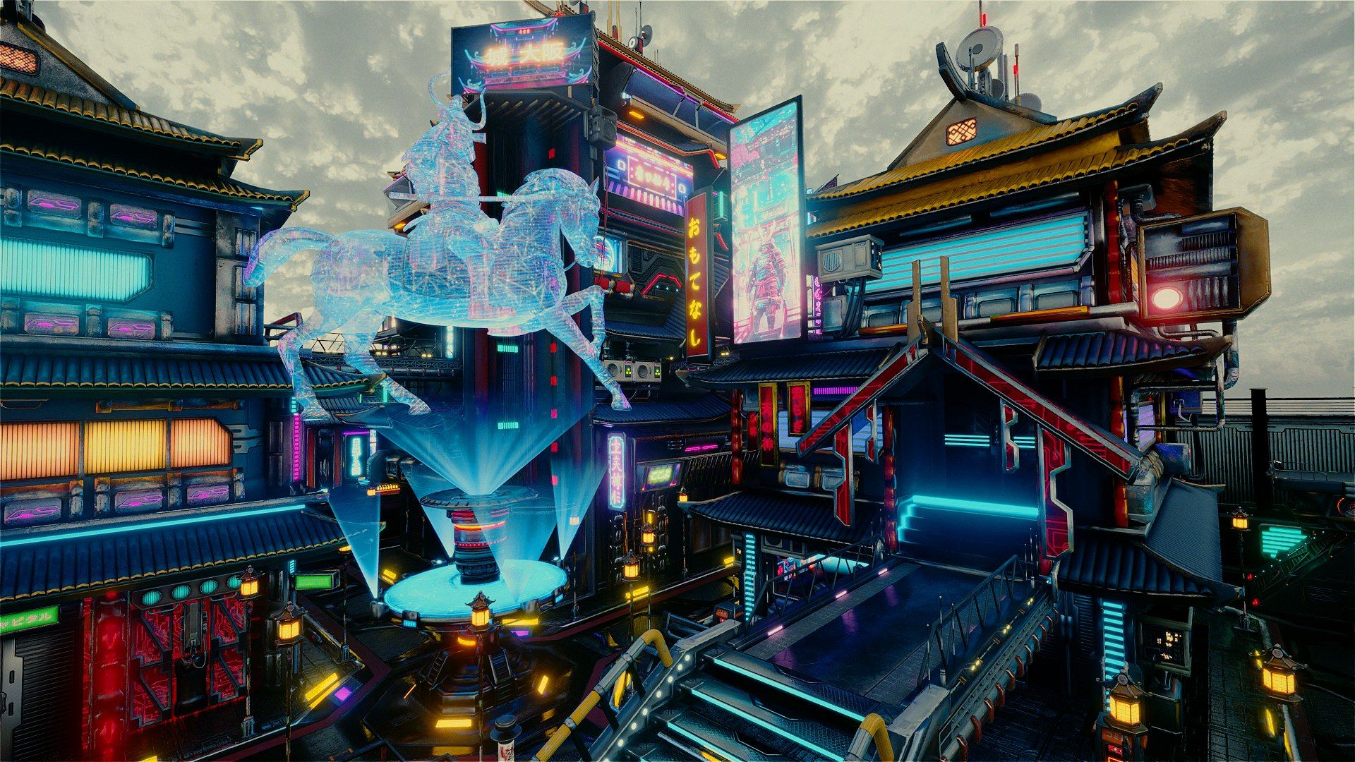 1920x1080 3D Japanese Futuristic Sci Fi Cyberpunk Mechanical City