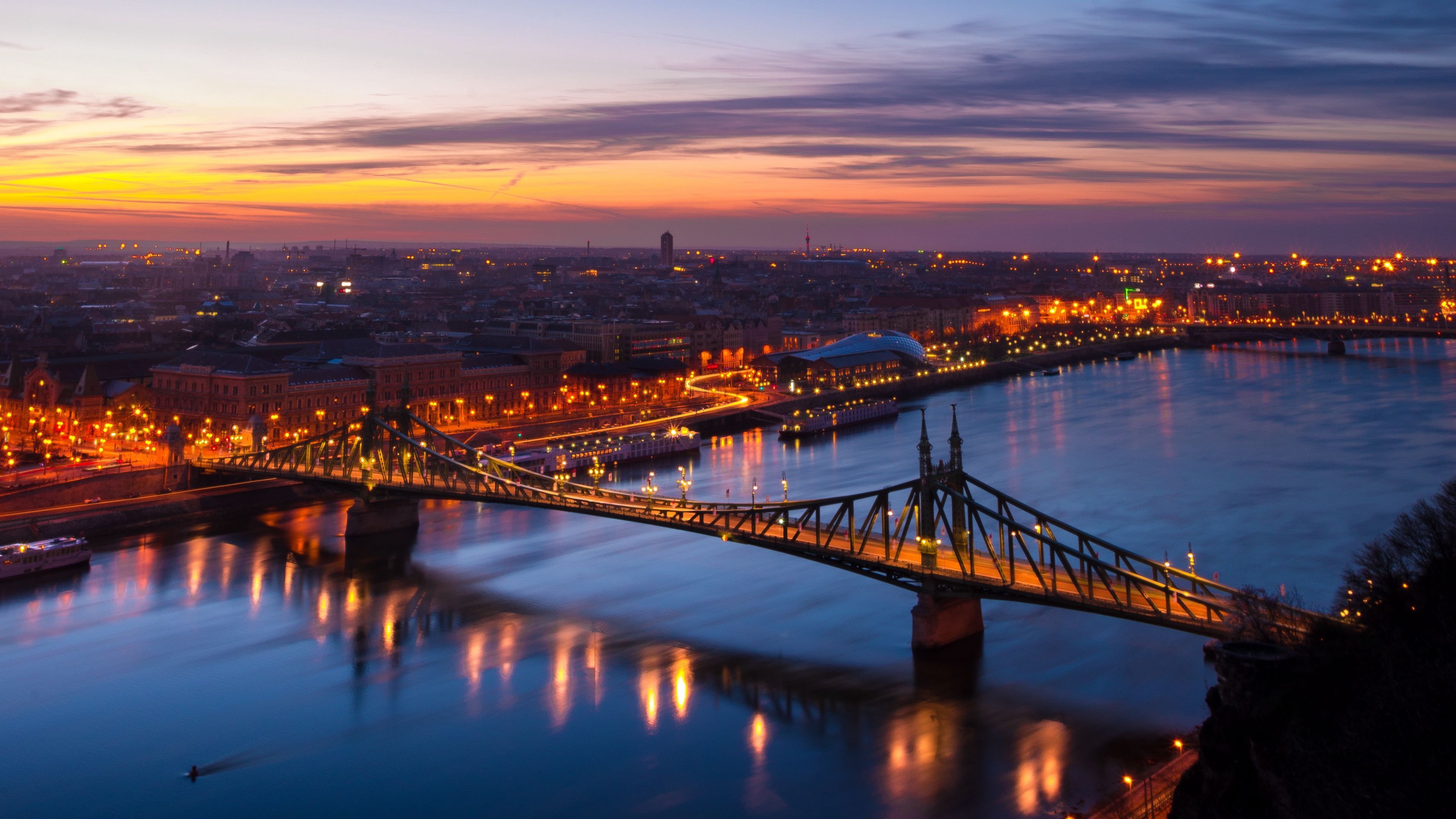 3840x2160 Download wallpaper 3840x2160 budapest, hungary, night city, bridge 4k uhd 16:9 HD background