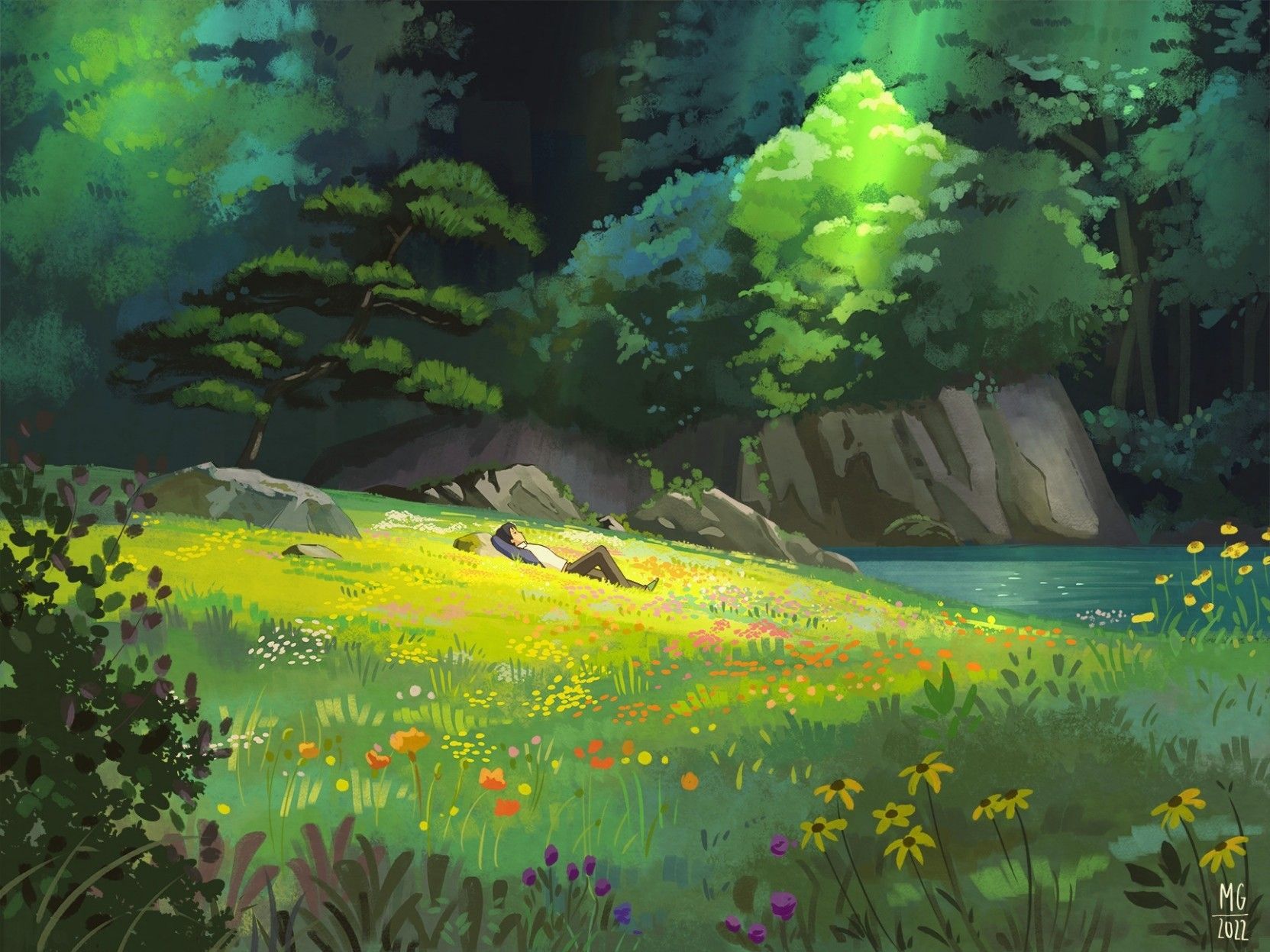 1663x1247 Daily Ghibli :verified:: Green detailed wallpaper, for