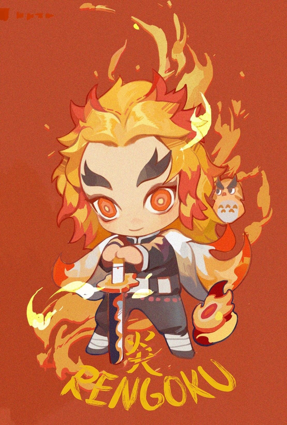 1110x1642 Rengoku Chibi Wallpaper