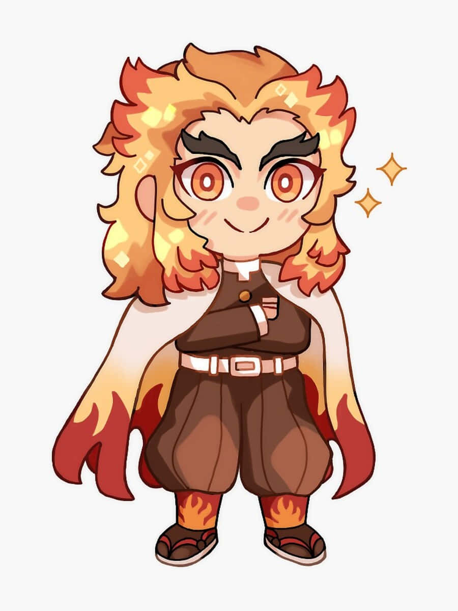 900x1200 Download Adorable Rengoku Chibi In Action Wallpaper