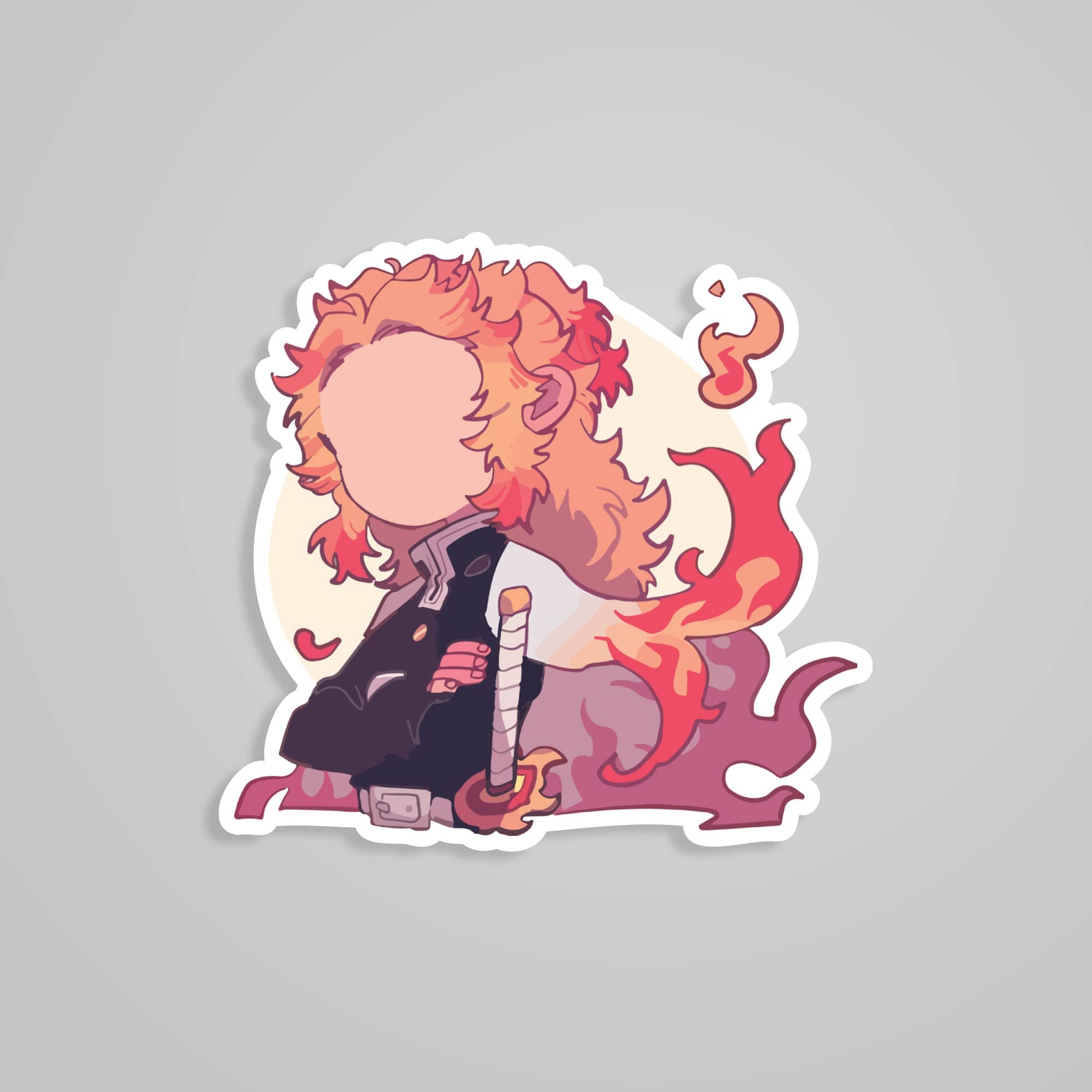 2000x2000 Chibi Rengoku with Flames Anime Stickers
