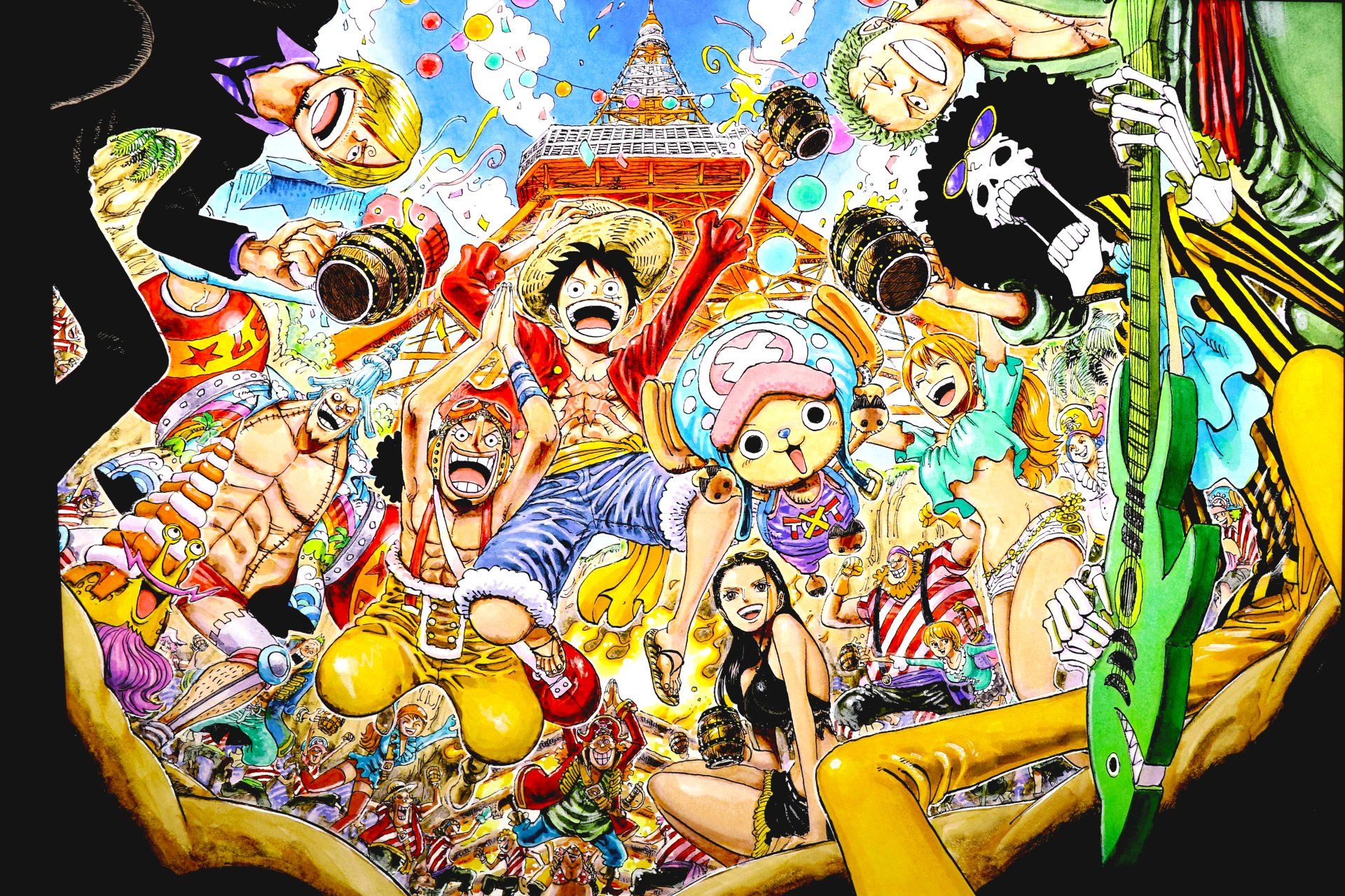 1920x1280 One Piece 4K Ultra HD: Epic Crew Adventure with Luffy & Friends Wallpaper