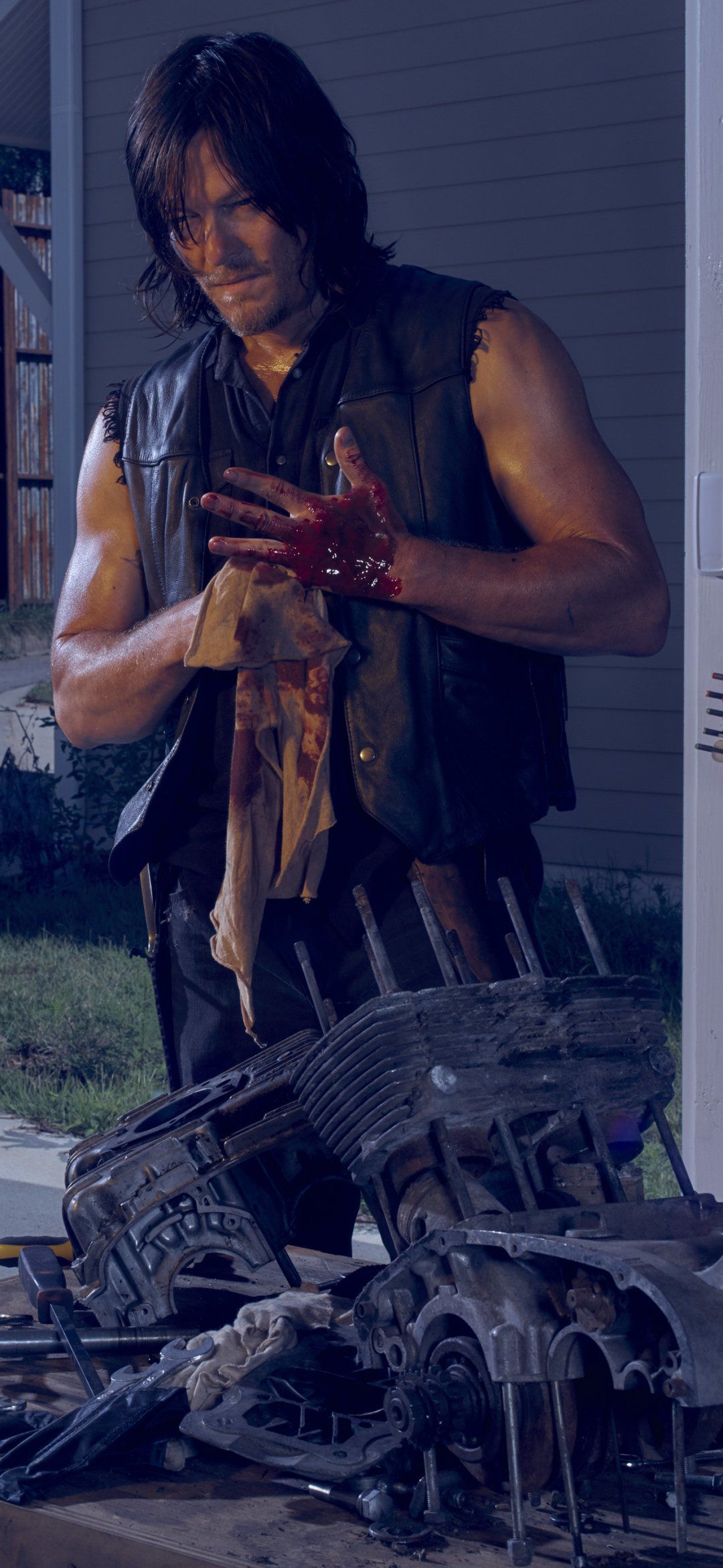 1080x2340 Download Daryl Dixon Norman Reedus TV Show The Walking Dead Phone Wallpaper