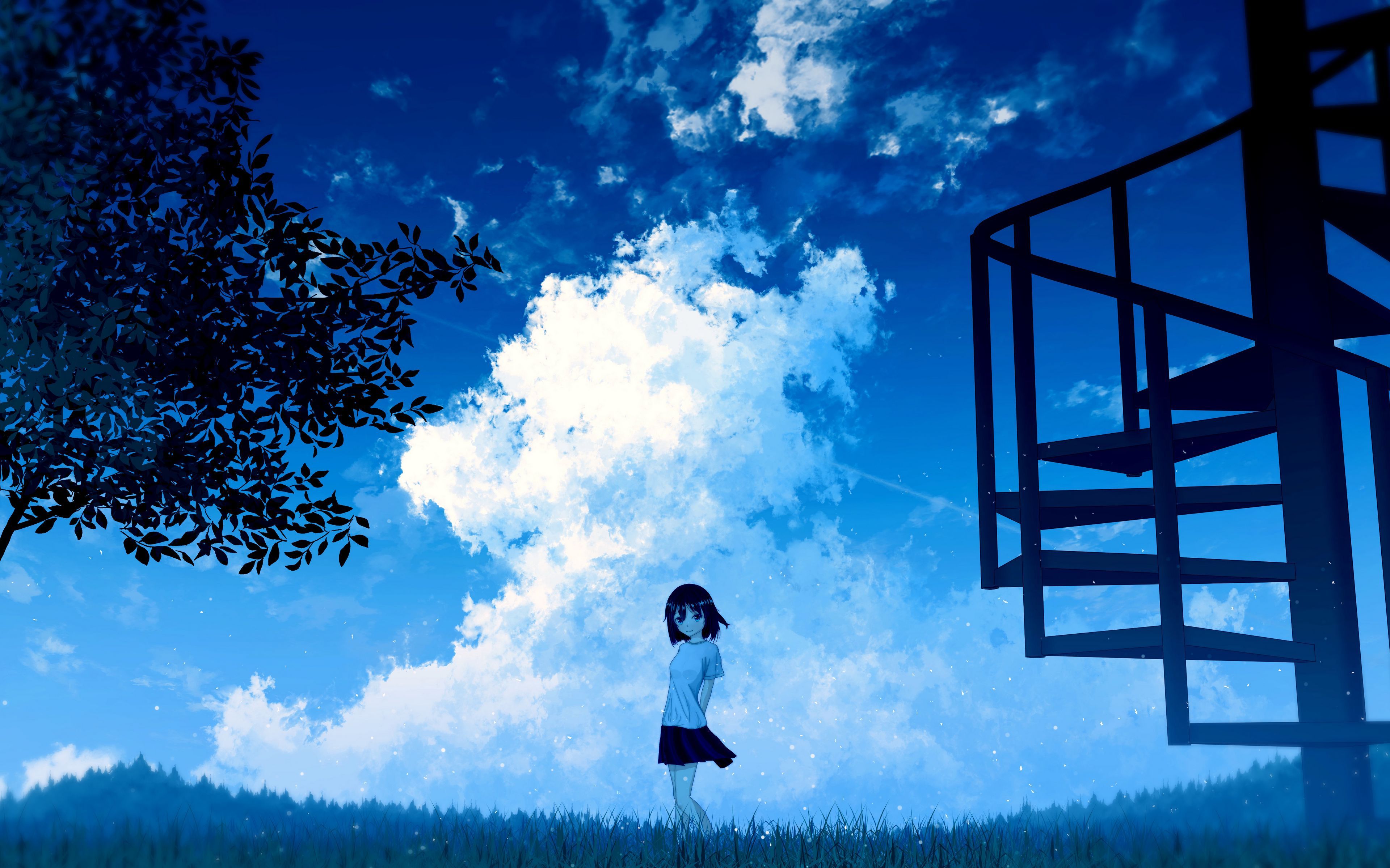 3840x2400 Download wallpaper 3840x2400 anime, girl, sky, clouds 4k ultra HD 16:10 HD background